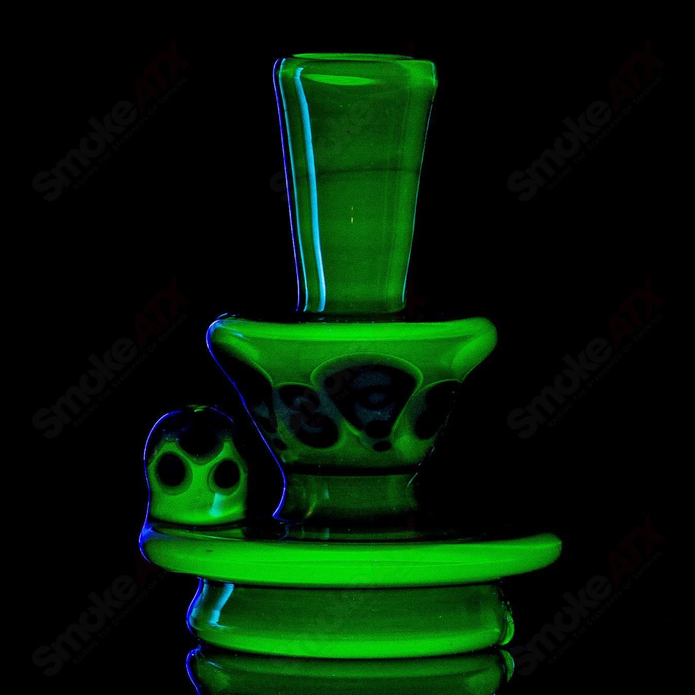 Heady glass Puffco top with UV dot-stack design for Indo X vaporizer by Geoff Made Glass.