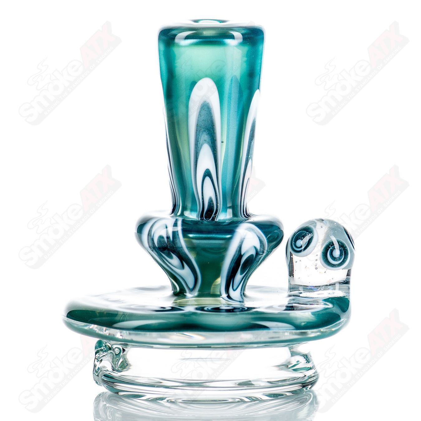 Colorful UV full pattern Puffco dry top by Geoff Made Glass, designed for Puffco devices, with artistic heady glass details.