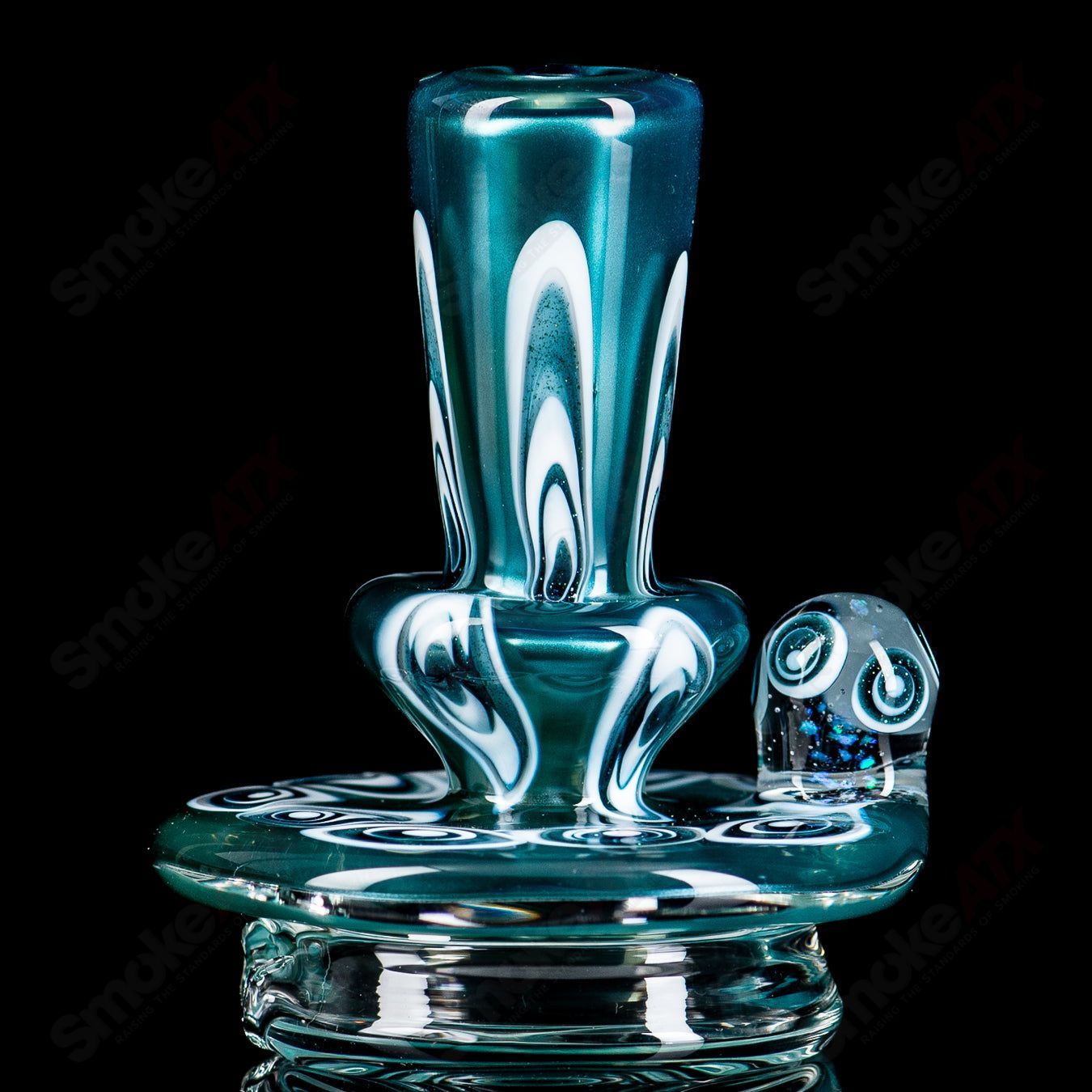 Colorful UV full pattern Puffco Dry Top by Geoff Made Glass for Puffco devices, featuring vibrant heady glass design.