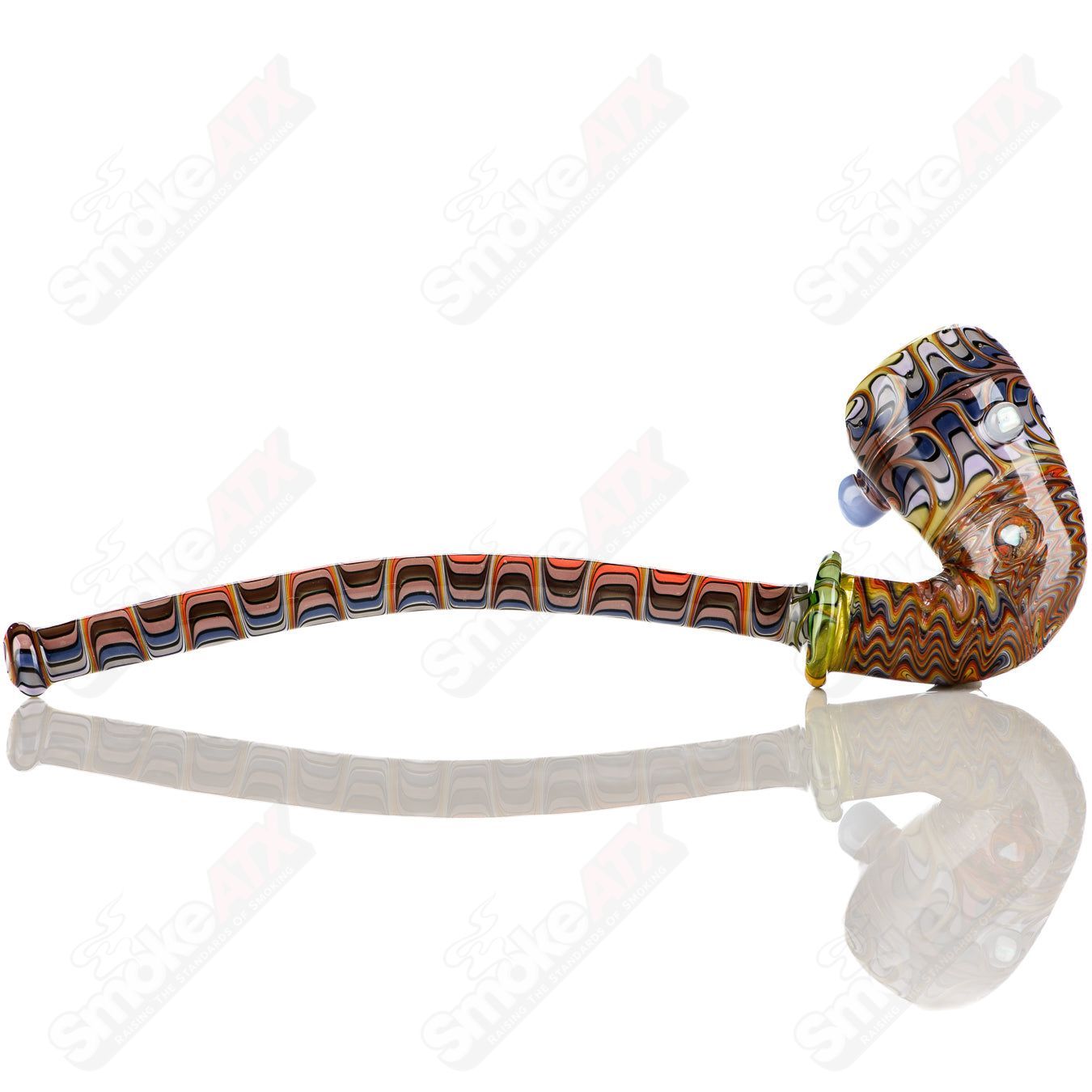 Colorful Gandalf heady glass piece by Katy Wright Glass featuring intricate worked color details and artistic design.