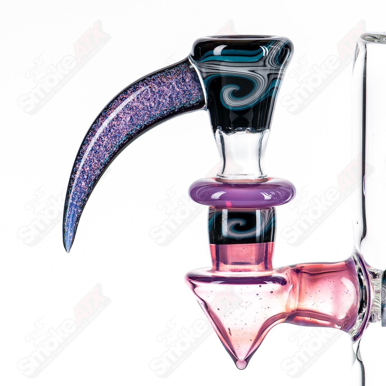 21-inch Zyklon Recycler by Mad Rob Glass, detailed heady recycler with colorful glass design and intricate craftsmanship.