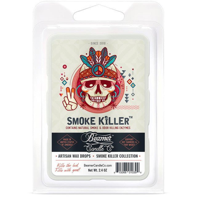 Beamer Candle Co Smoke Killer Wax Melts in 2.4oz package, scented incense wax for odor elimination and candle burning.