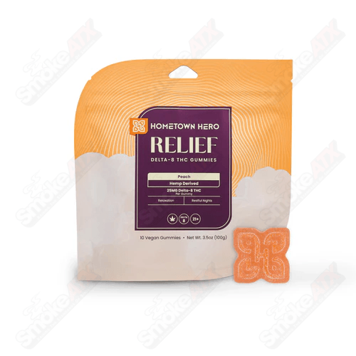 250mg Peach Delta 8 Gummies Hometown Hero - Smoke ATX
