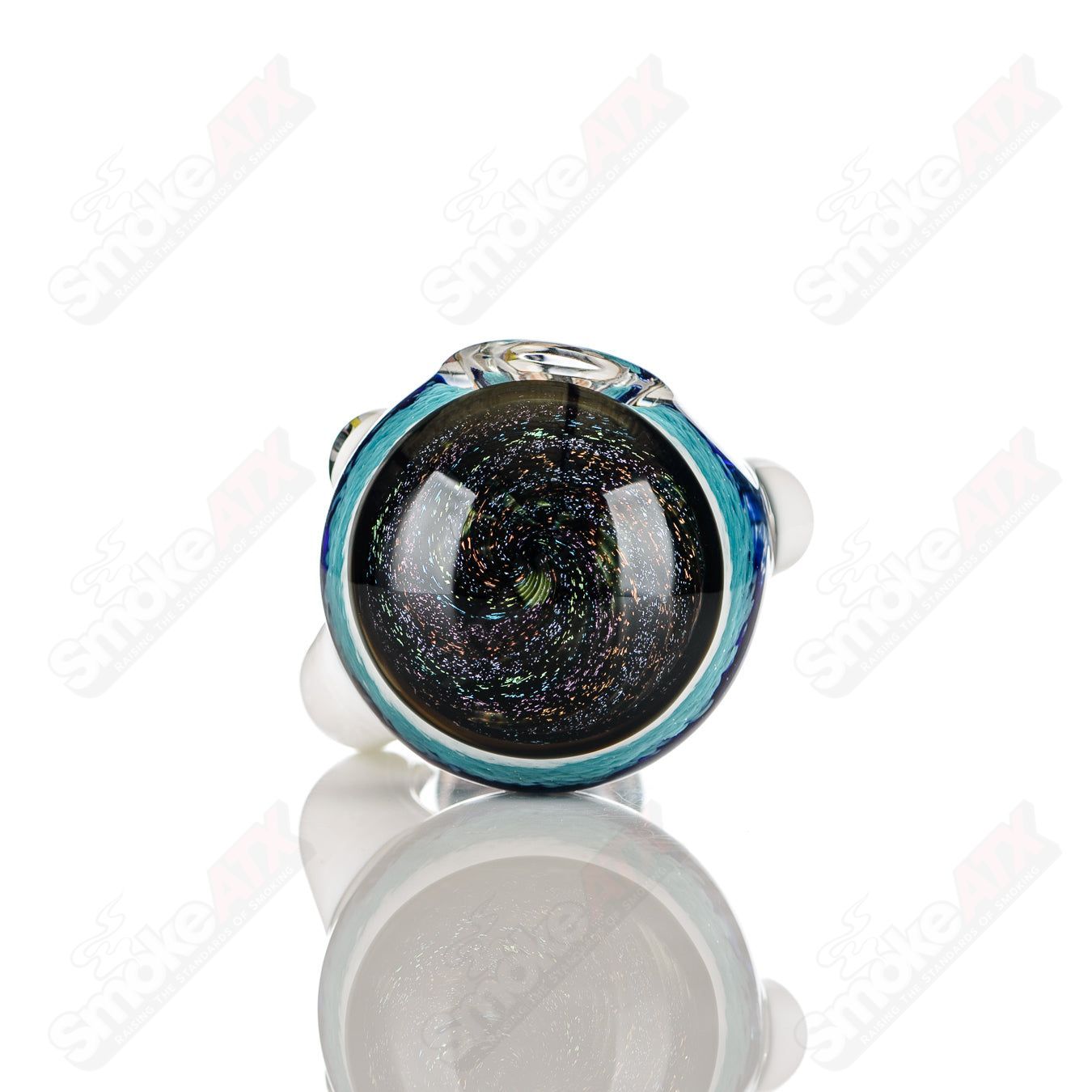 Colorfully worked IO spoon hand pipe by Jeremy from Oregon with 28 vibrant colors and intricate glass design.