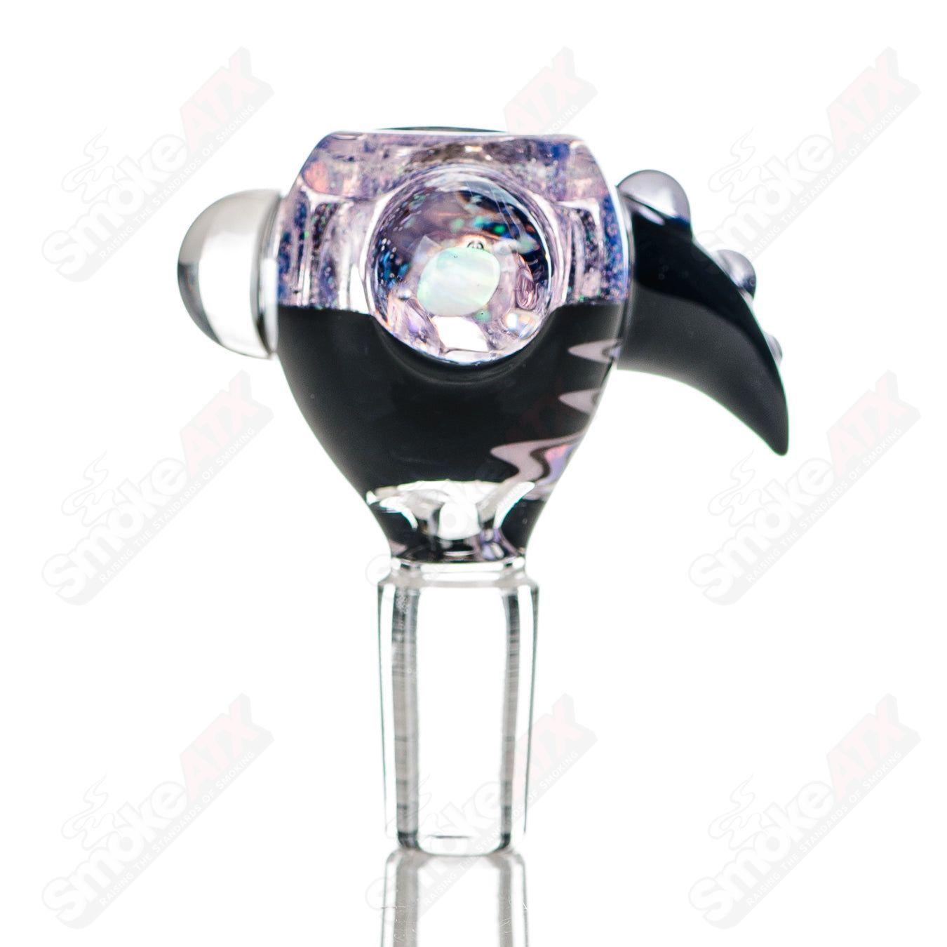 Color worked 14mm slide bowl by Jeremy from Oregon, heady glass accessory with intricate design for smoking or dabbing.