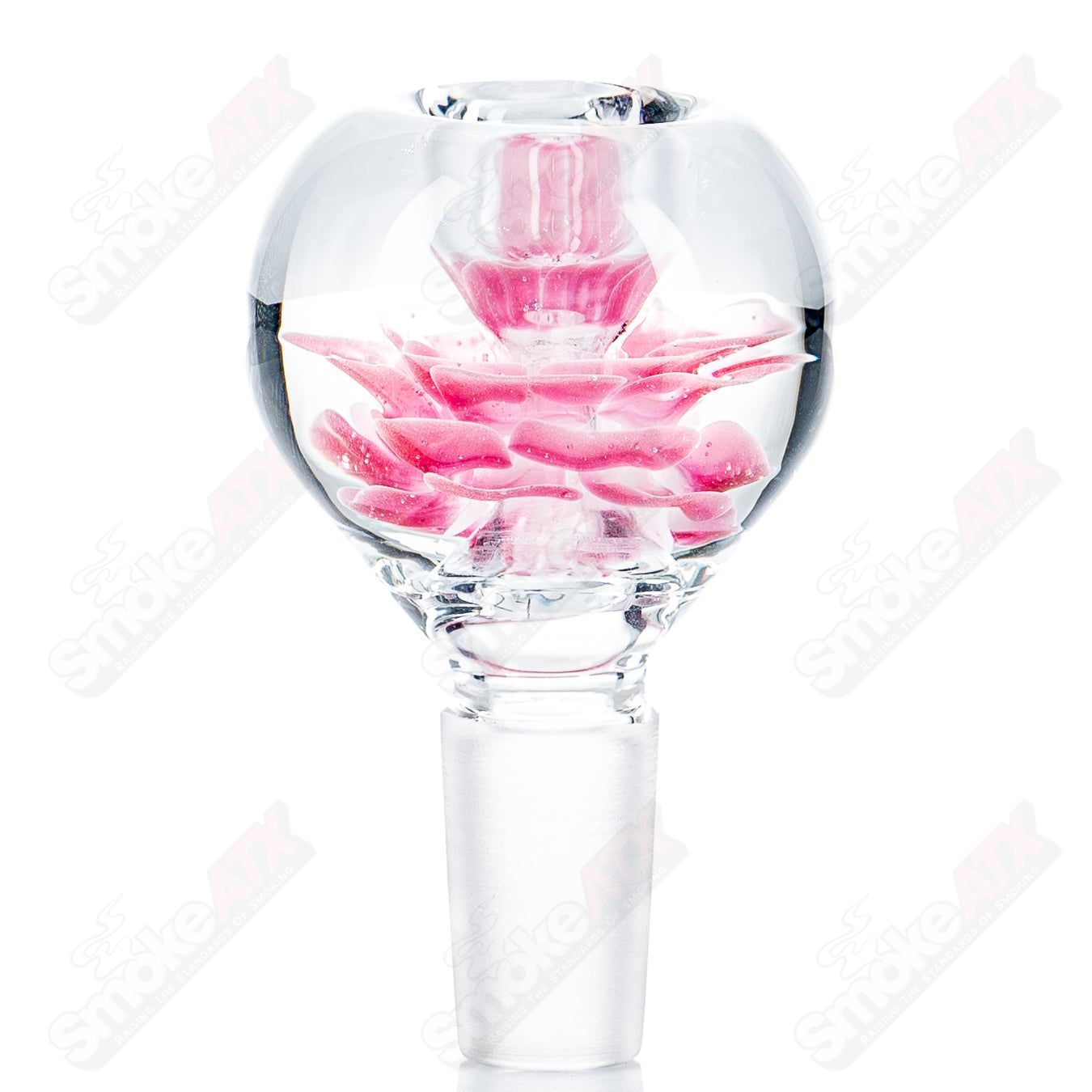Swan Glass flower marble bowl for heady glass, 14mm joint with colorful floral marble design, detailed glass craftsmanship.