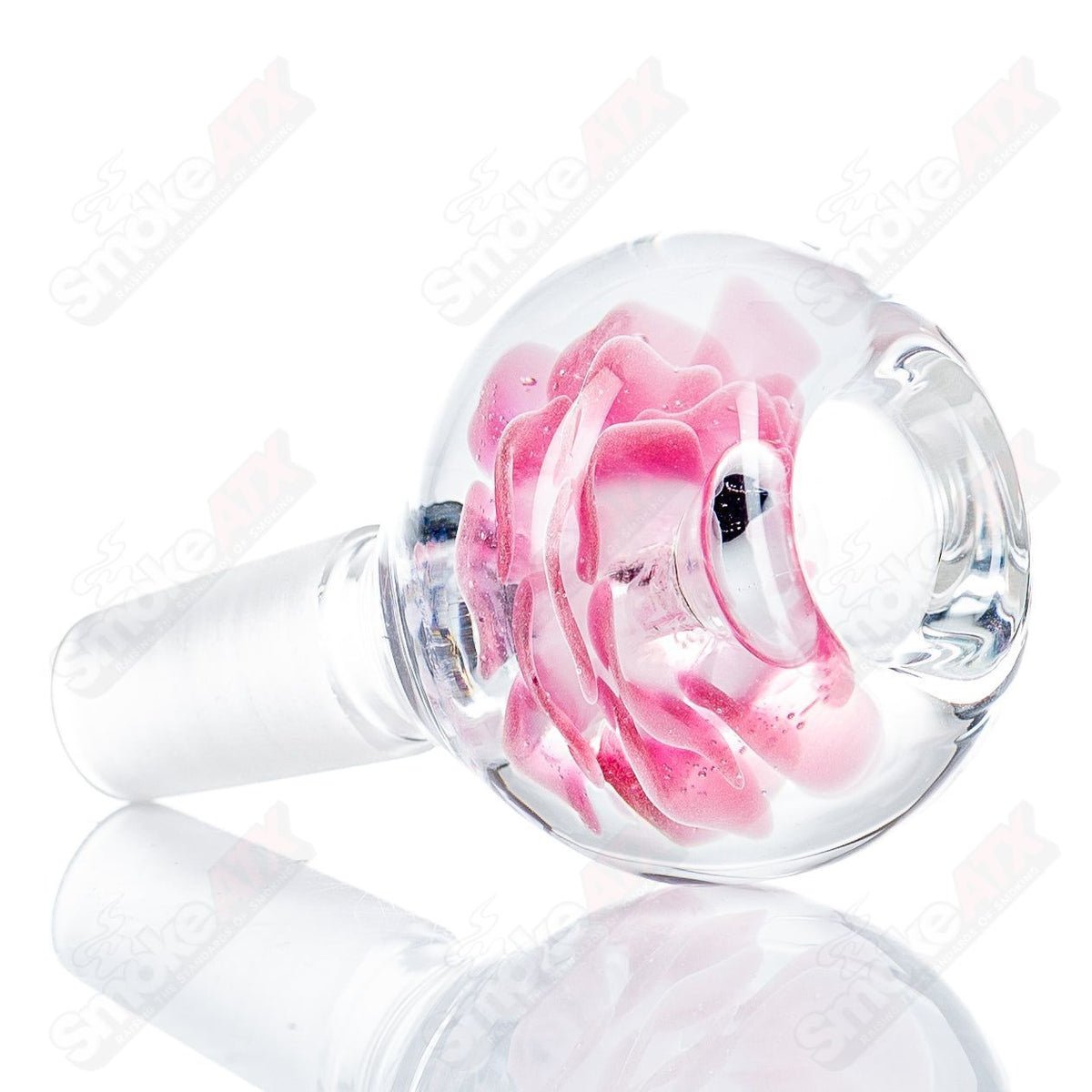 Swan Glass 14mm Flower Marble Bowl, heady glass bowl with colorful flower marble design for dabbing or smoking.