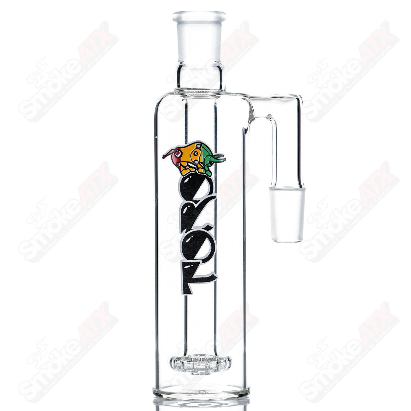Toro Glass 3 18/18 ashcatcher for smoking pipes, clear glass with detailed design and secure joint connection.