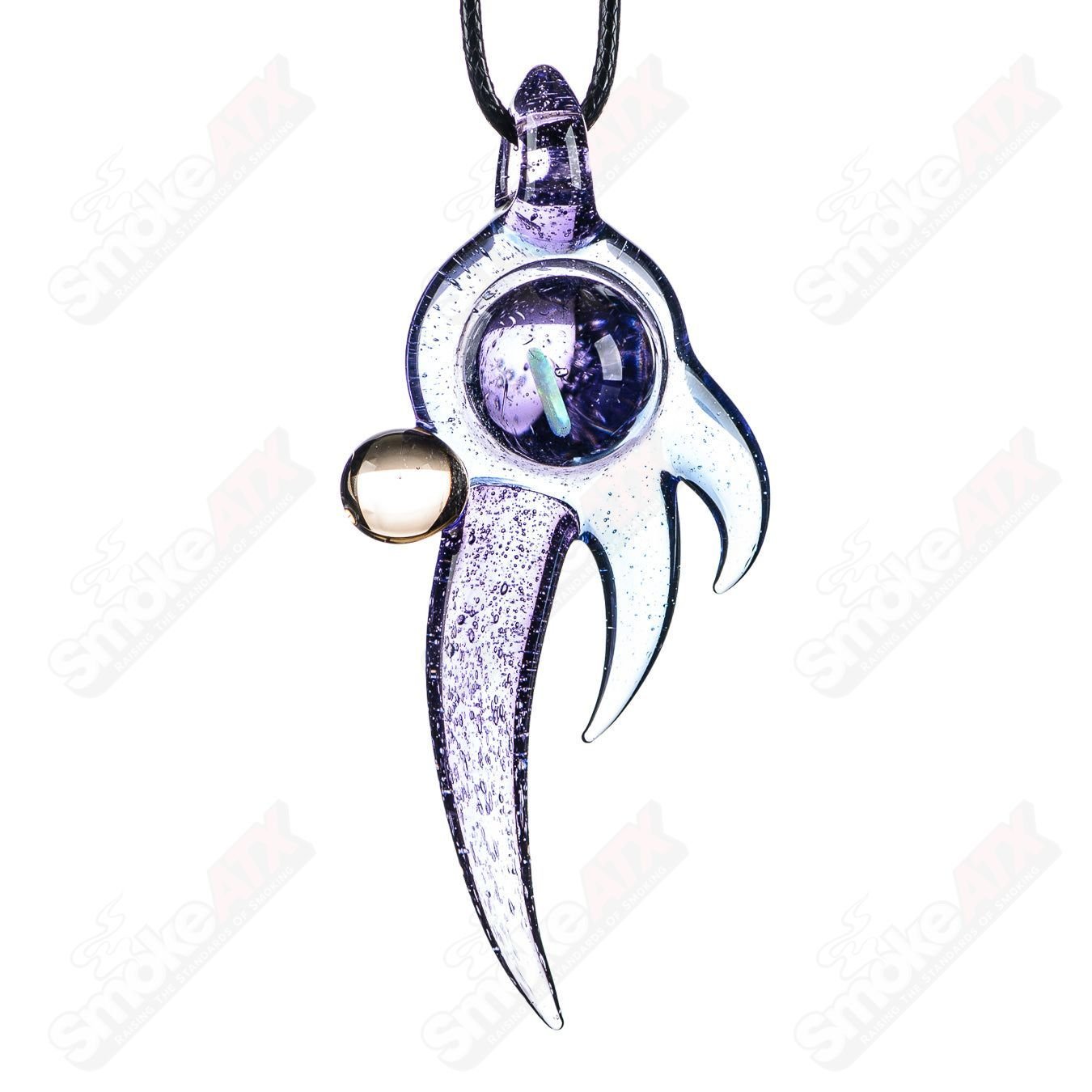Dosh Glass #3 Amulet Pendant featuring colorful glass art, hanging as a stylish heady glass pendant accessory.