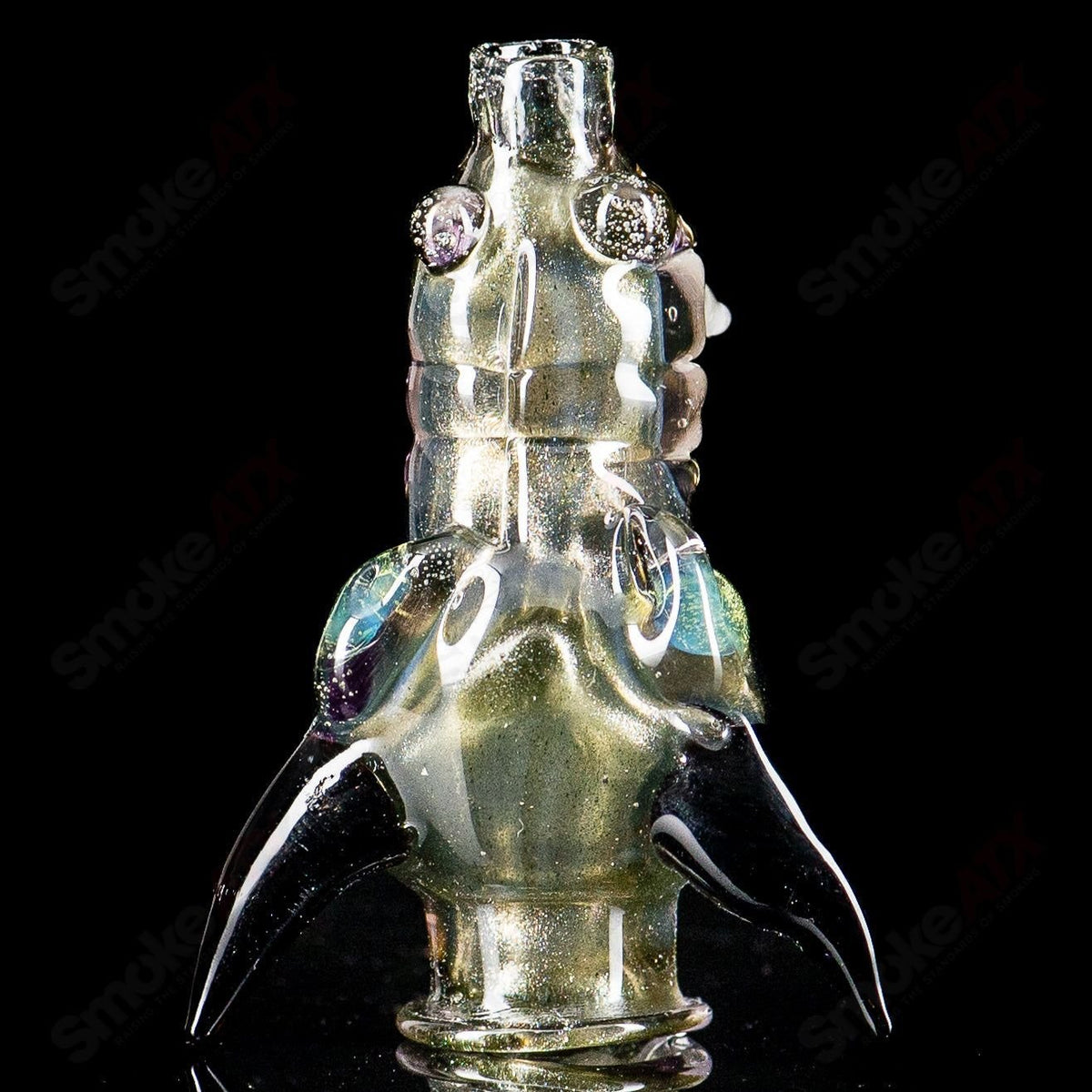 Glass Dragon Pivot Mouthpiece by Tony Kazy for Puffco Tops, featuring detailed dragon design and clear glass construction.