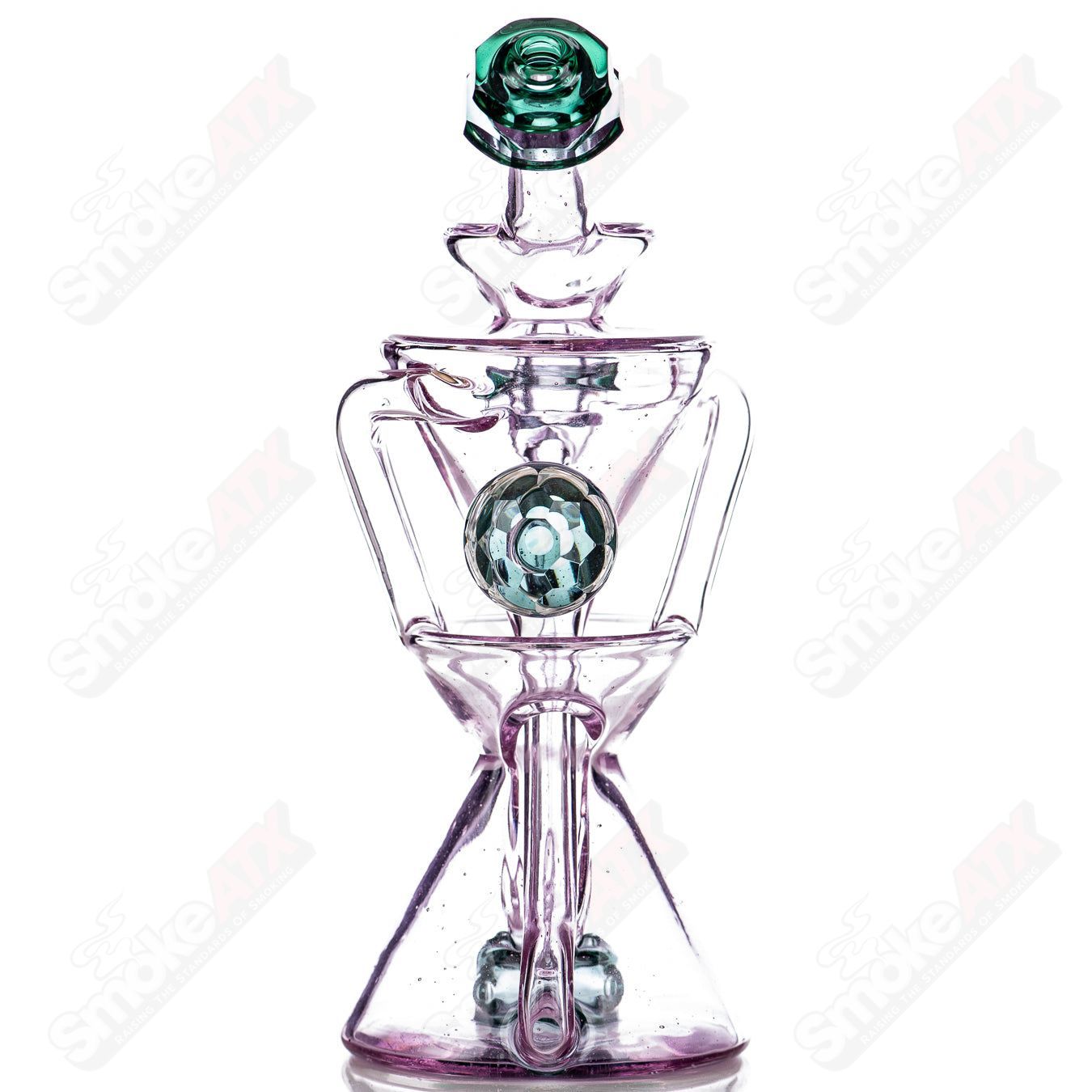 3 Faceted Two & Through Full - Size Recycler w/ Opal by Captn Chronic - Smoke ATX
