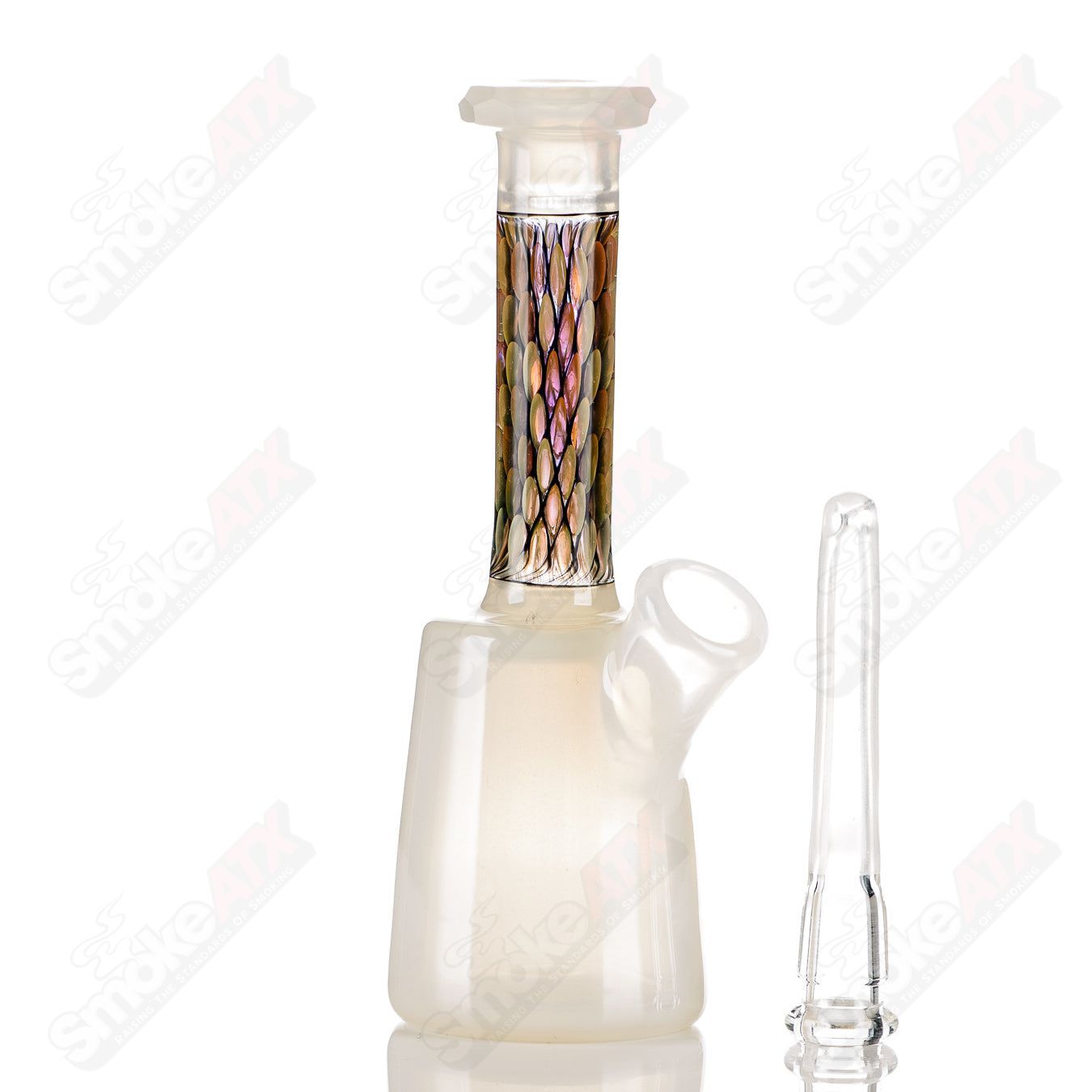 BCM Glass faceted UV mini rig for concentrates, Heady Glass concentrate rig with colorful glass detailing and compact design