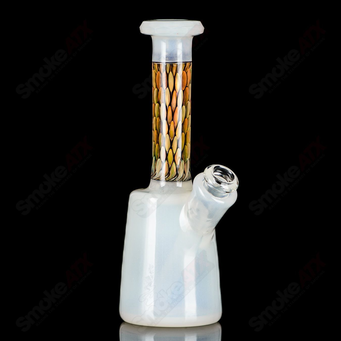 BCM Glass faceted UV mini rig for concentrates, heady glass with colorful decorative features and compact design.