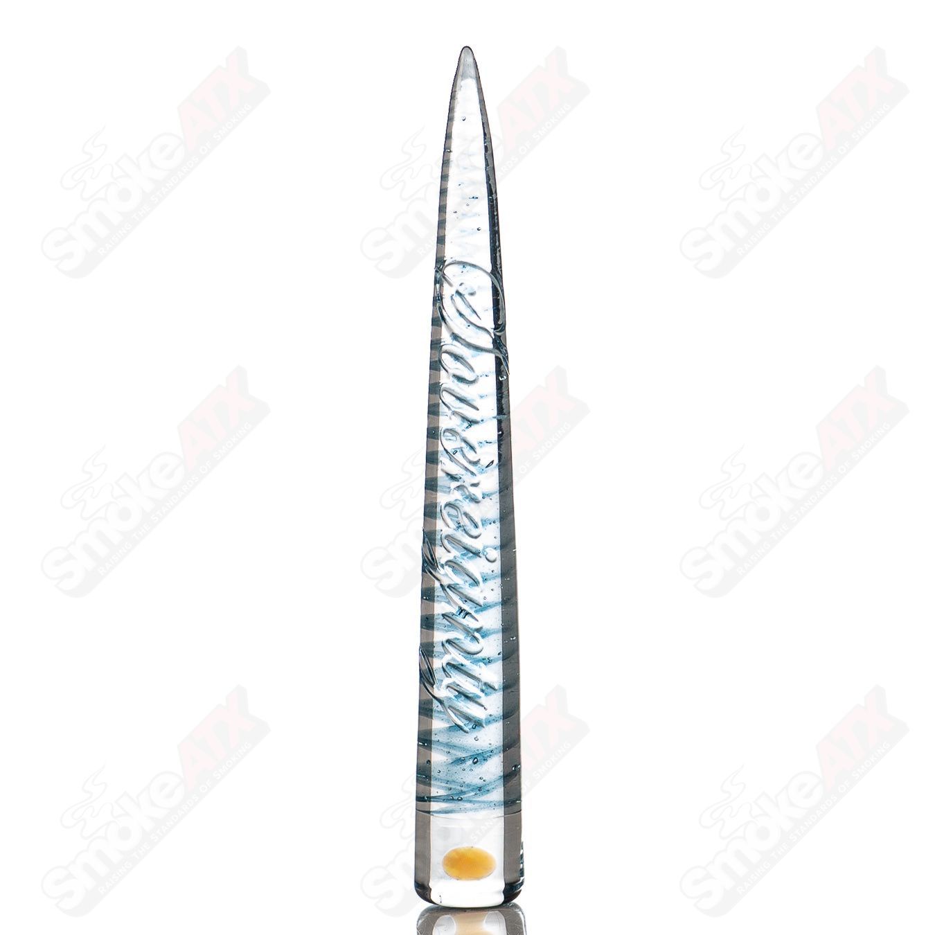Sovereignty Glass heady glass spiral poker tool with three opal accents, featuring a decorative design and spiral detail.