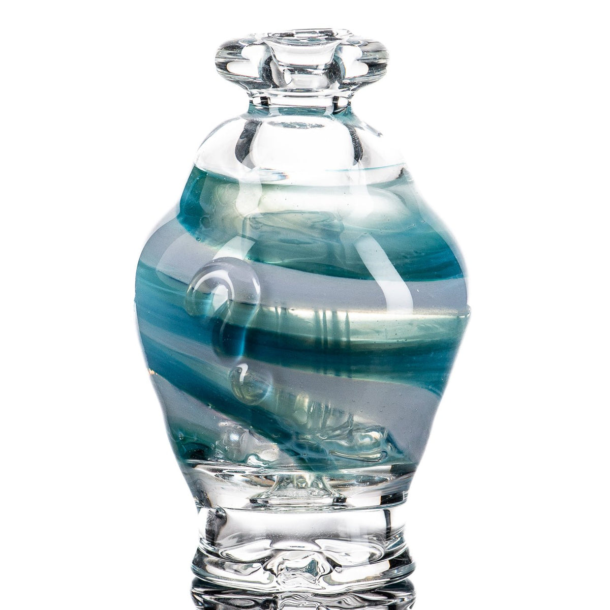 Puffco Wet Top by Nobody Glass, clear glass Puffco accessory with intricate design for vaporizer use.