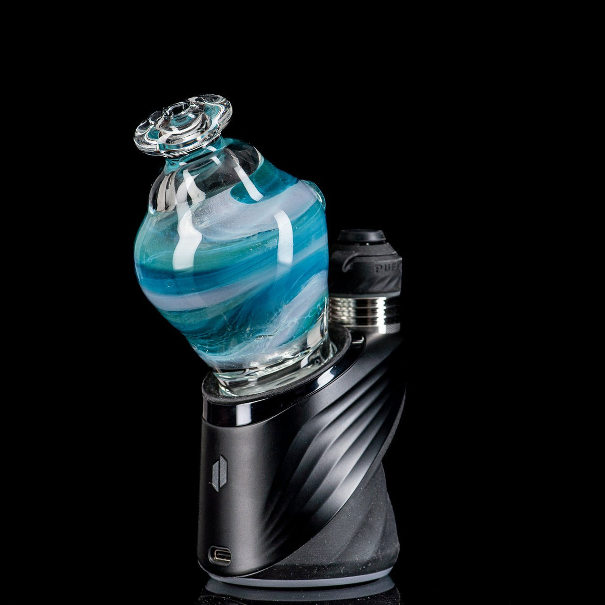 Puffco Wet Top by Nobody Glass, glass attachment for Puffco devices, featuring colorful, textured glass design.