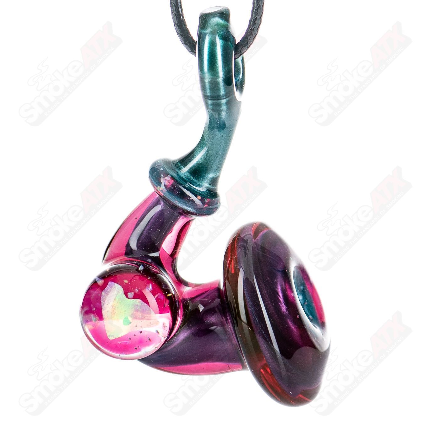 JMass Sherlock pendant featuring a heart-shaped opal accent, crafted from high-quality heady glass, designed for unique jewelry.