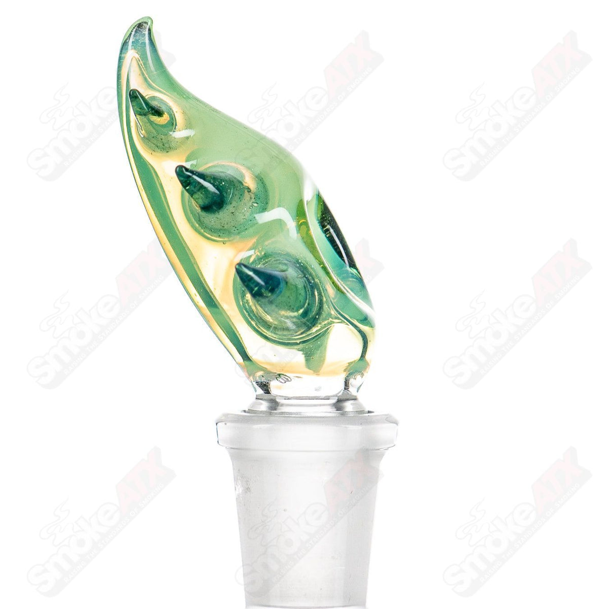 Grime Glass #3 Slide glass bowl with intricate design, clear glass construction, and smooth edges for smoking accessories.