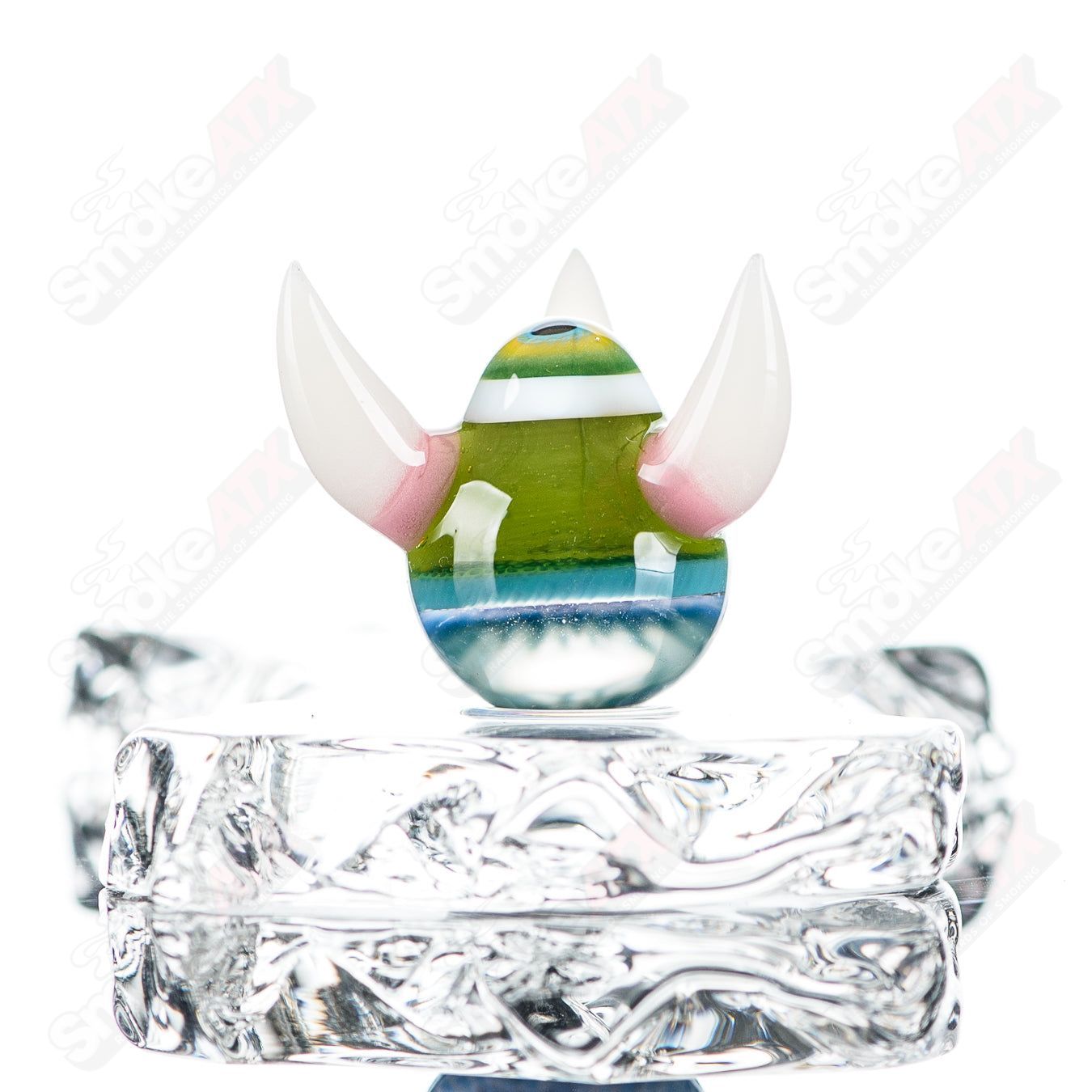 Salt Glass Heady Glass with three marble slurper Dosa design, featuring colorful glass marbles and intricate details.
