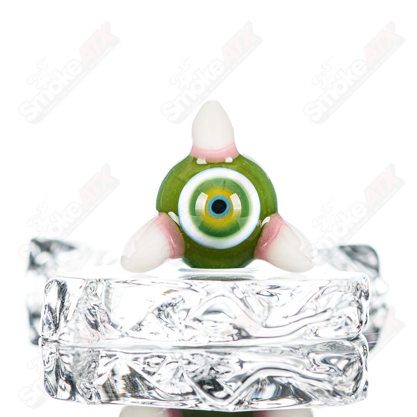 Salt Glass Heady Glass with three marble slurper Dosa design, featuring colorful glass marbles and intricate detailing.