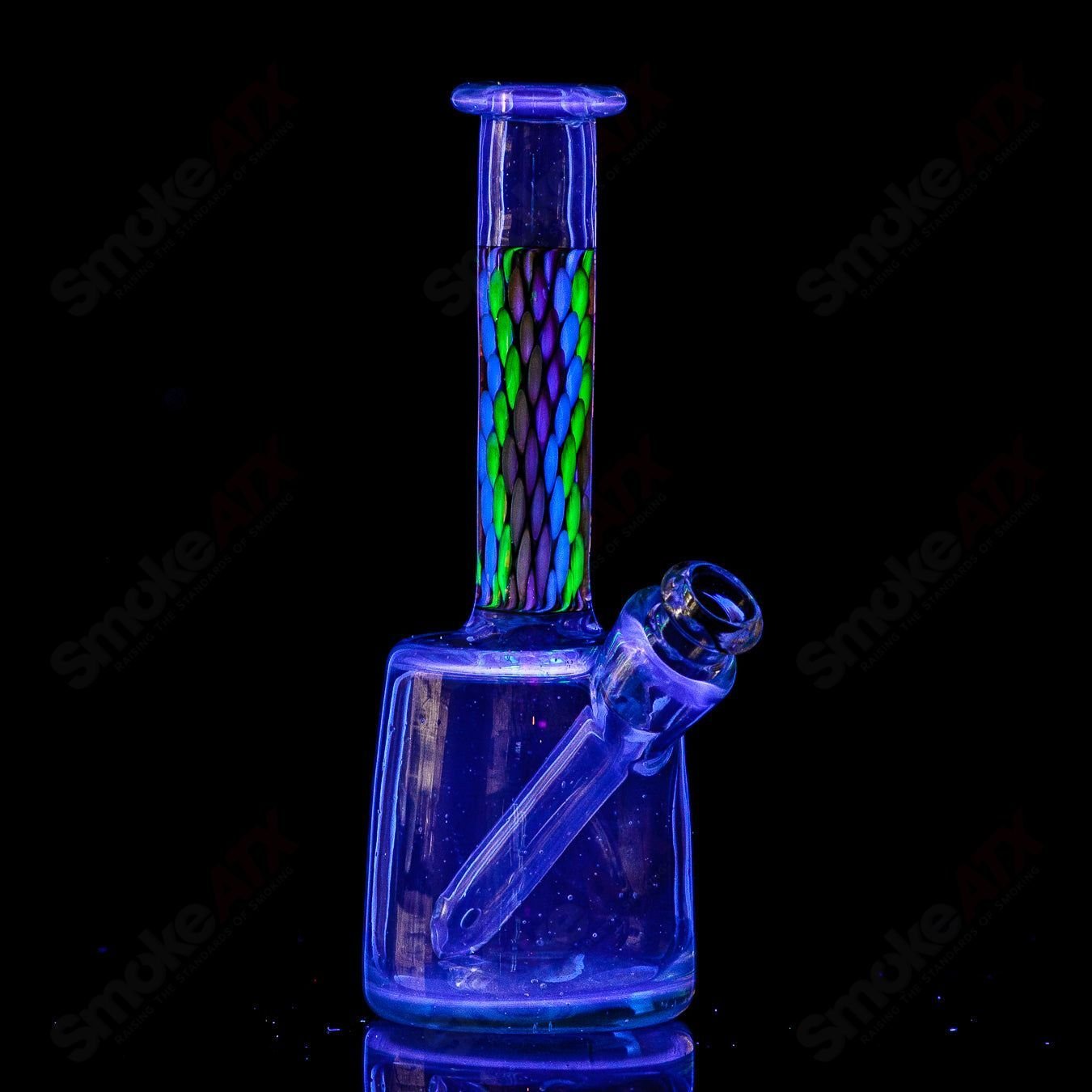 BCM Glass UV Mini Rig, heady glass concentrate rig with vibrant UV-reactive design, compact and handcrafted for dabbing.