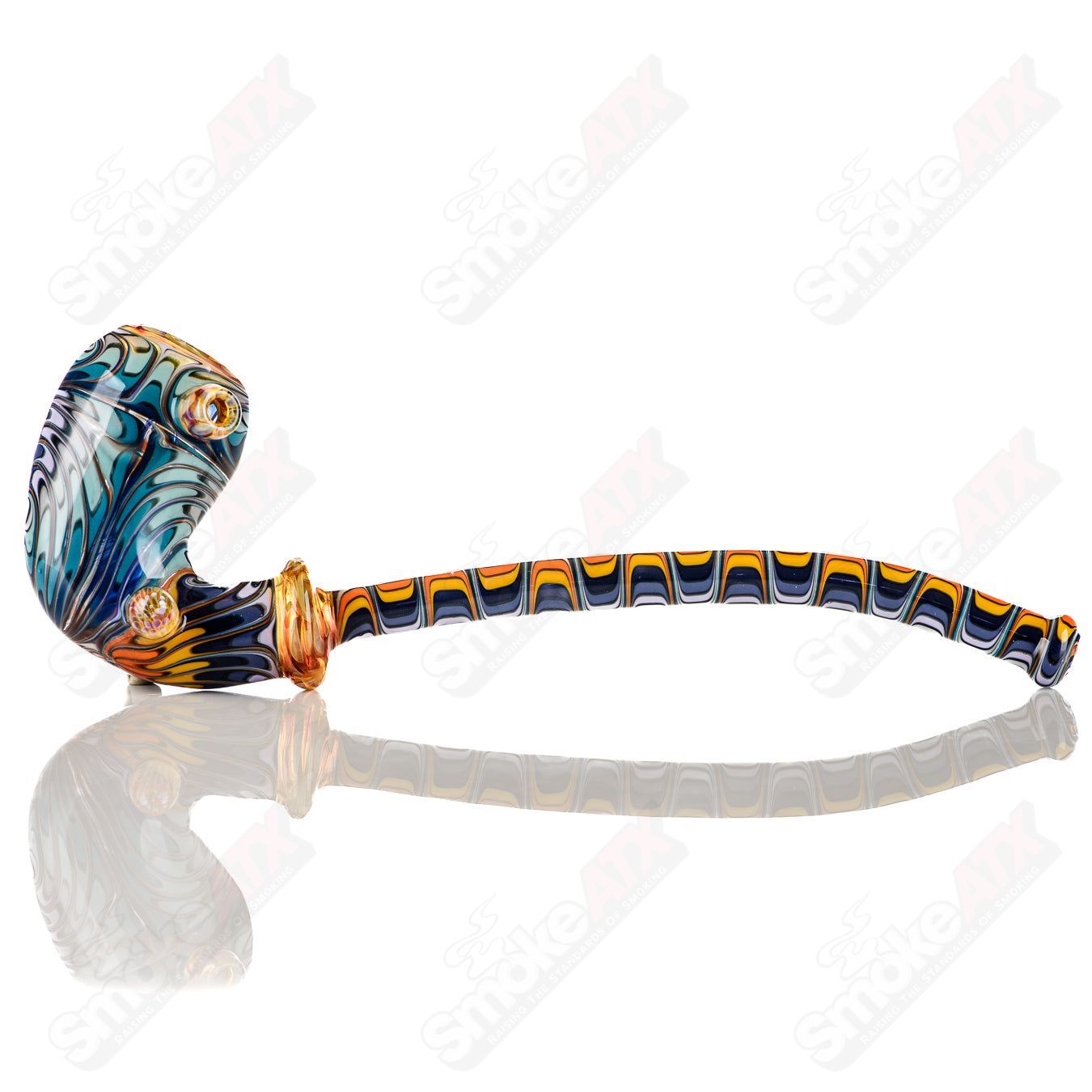 Colorful Gandalf-themed heady glass by Katy Wright Glass featuring intricate worked color details and artistic design.