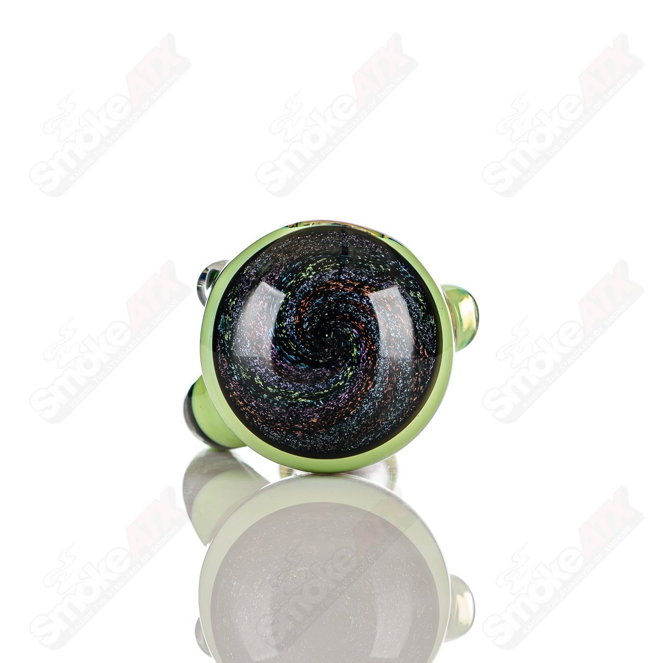 Color worked IO spoon hand pipe by Jeremy from Oregon featuring vibrant 34-color design and intricate glass artwork.