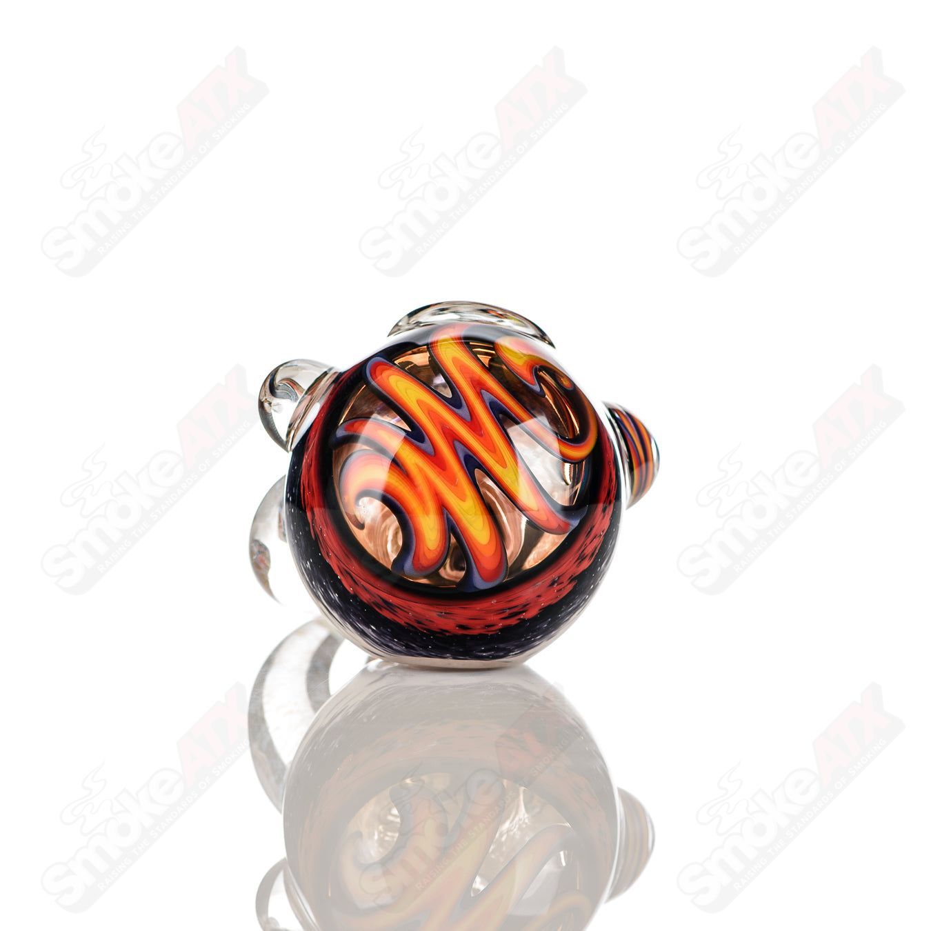 Colorfully worked IO Sherlock hand pipe by Jeremy from Oregon featuring intricate 36-color designs and a classic Sherlock shape.