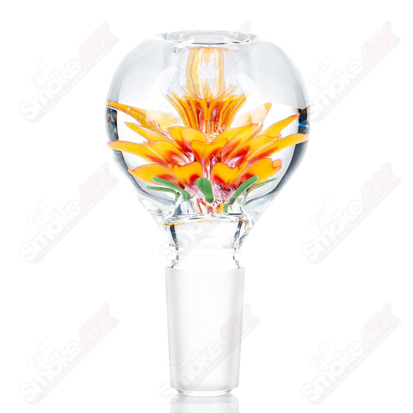 Swan Glass 14mm Flower Marble Bowl, Heady Glass bowl with colorful flower and marble design, suitable for smoking accessories.