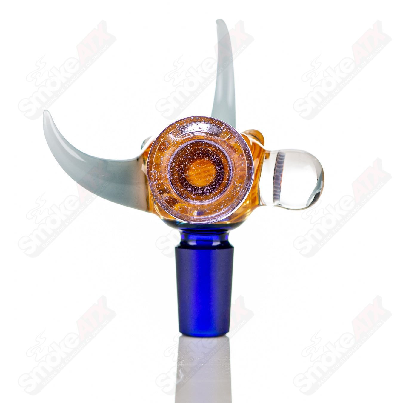 JMass full-color worked horn Milli bowl for heady glass, 14mm joint, detailed horn design.