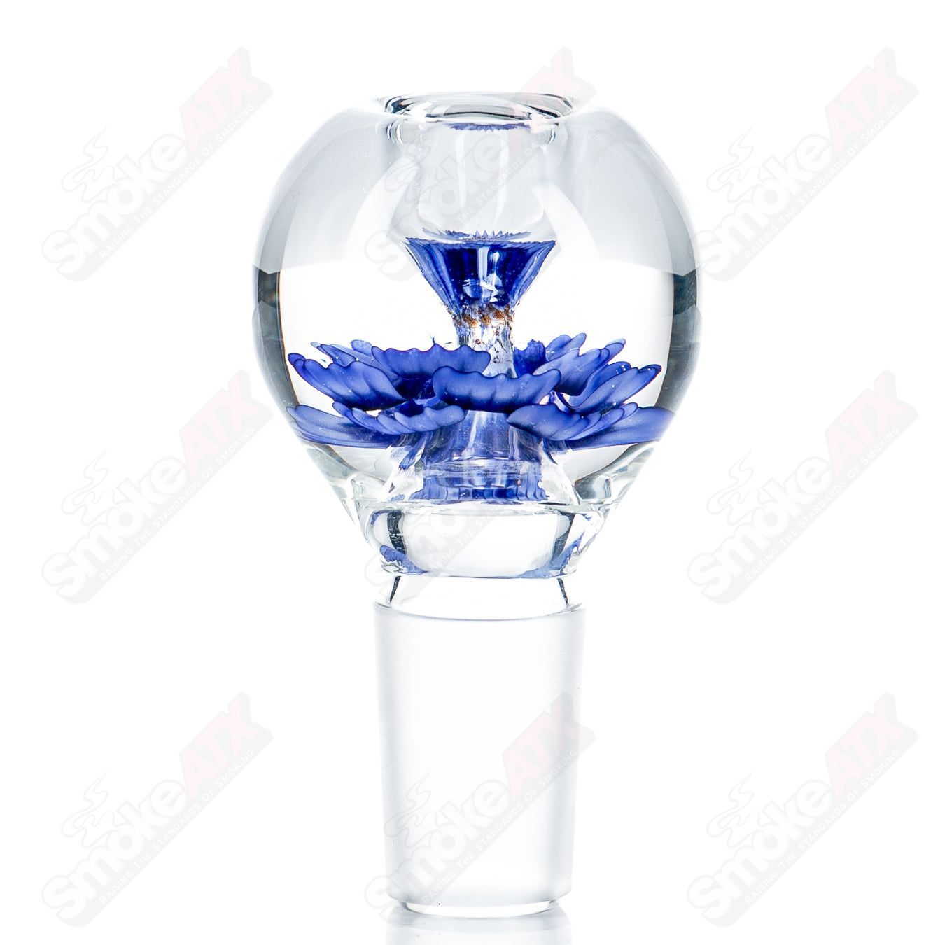 Swan Glass Flower Marble Bowl, 18mm heady glass bowl with colorful floral marble design for smoking accessories.