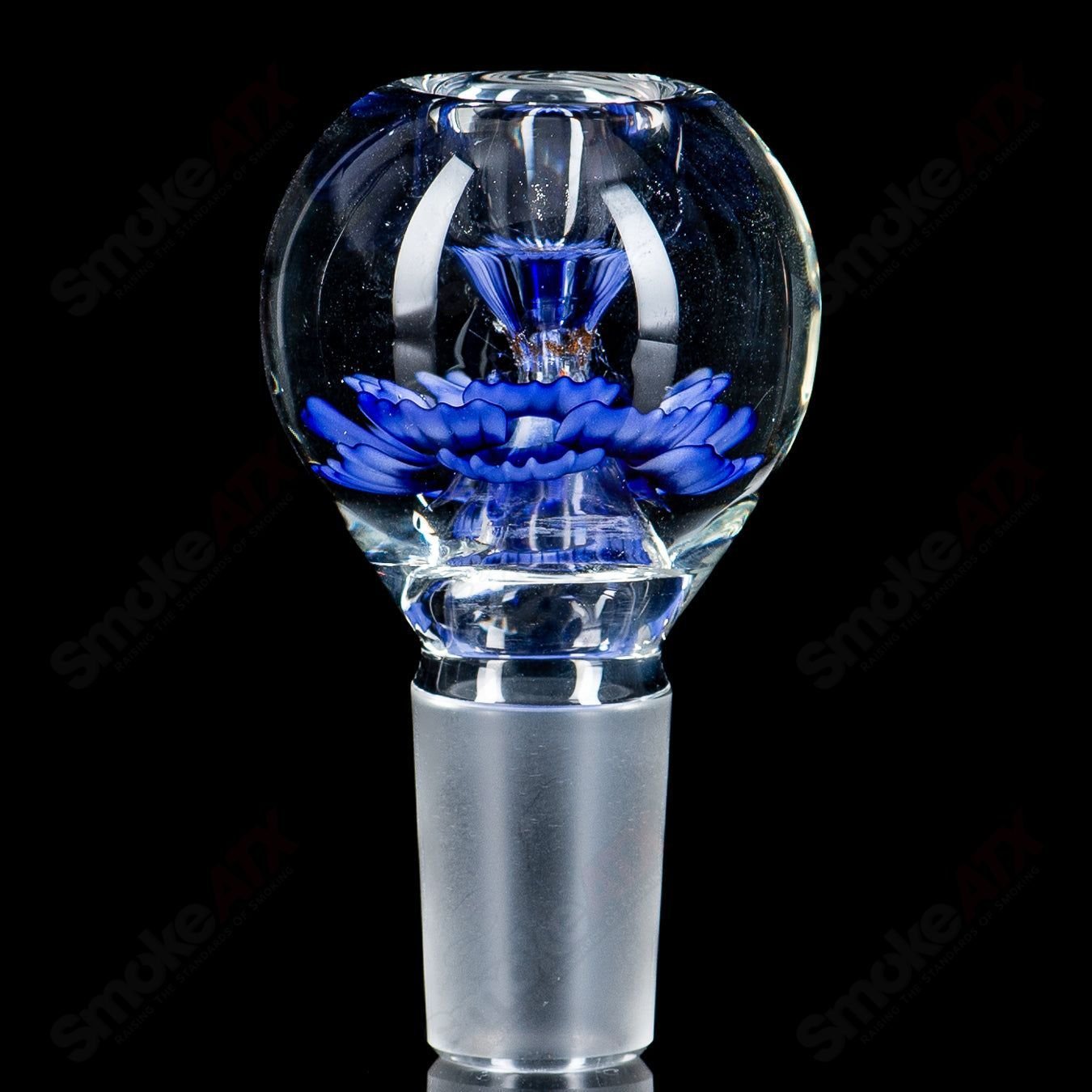 Swan Glass flower marble bowl with 18mm joint, featuring colorful floral design on clear glass for heady glass use