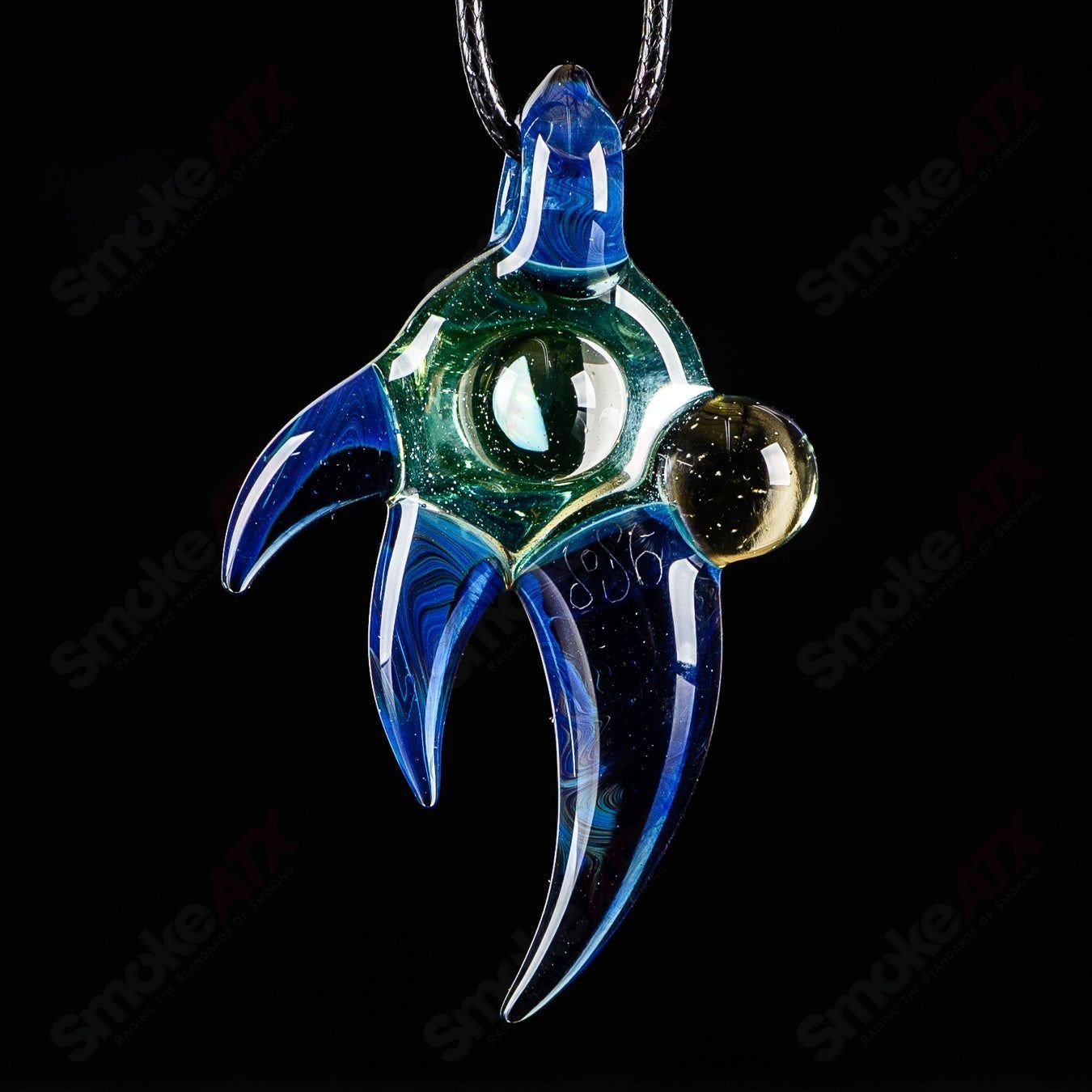 Dosh Glass #4 Amulet Pendant made of colorful Dosh Glass with intricate glasswork, designed as a heady glass pendant.