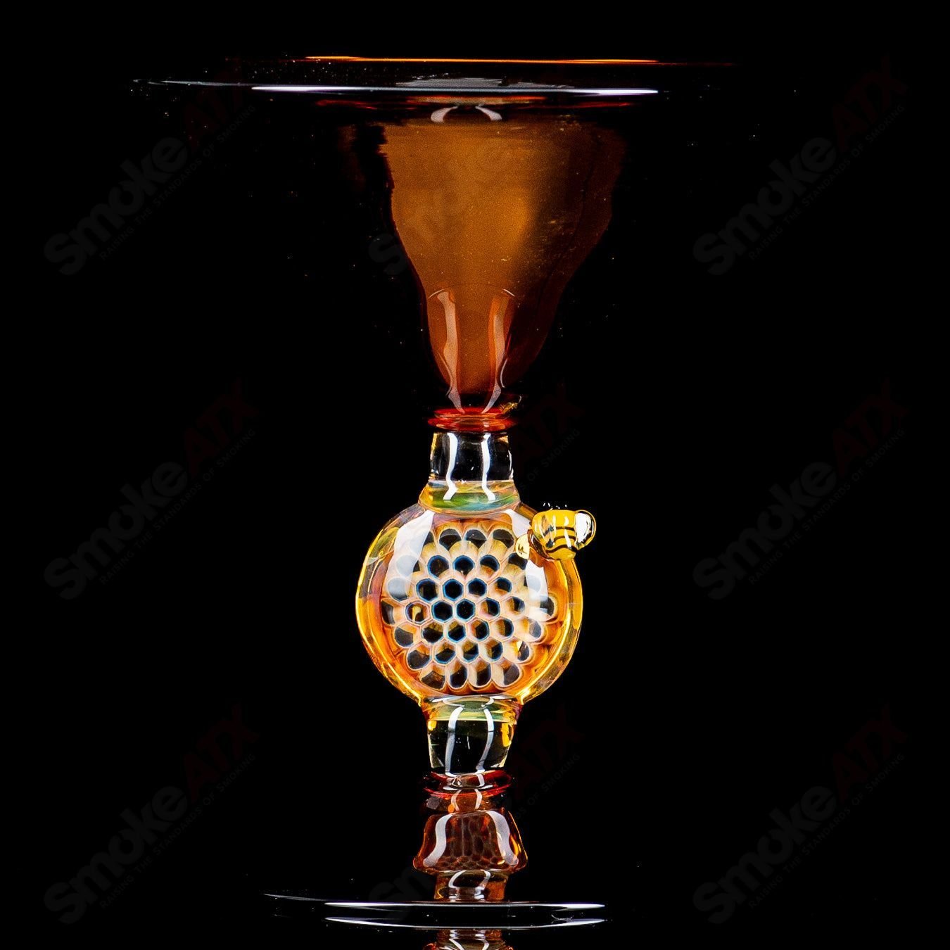 Heady Glass Martini Honey Glass by Joe P Glass, clear cup with honey-colored design, perfect for cocktails or decorative use.