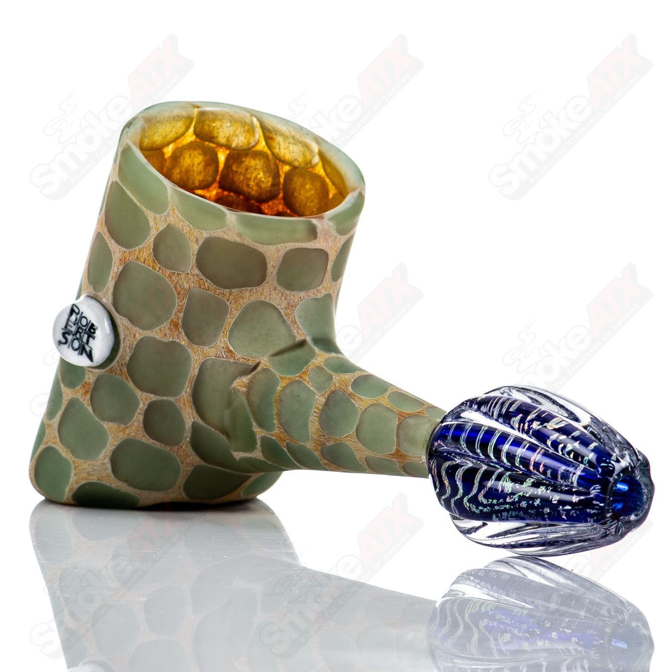Glass Puffco Proxy attachment by Robertson Glass featuring a clear, detailed glass top with intricate designs.