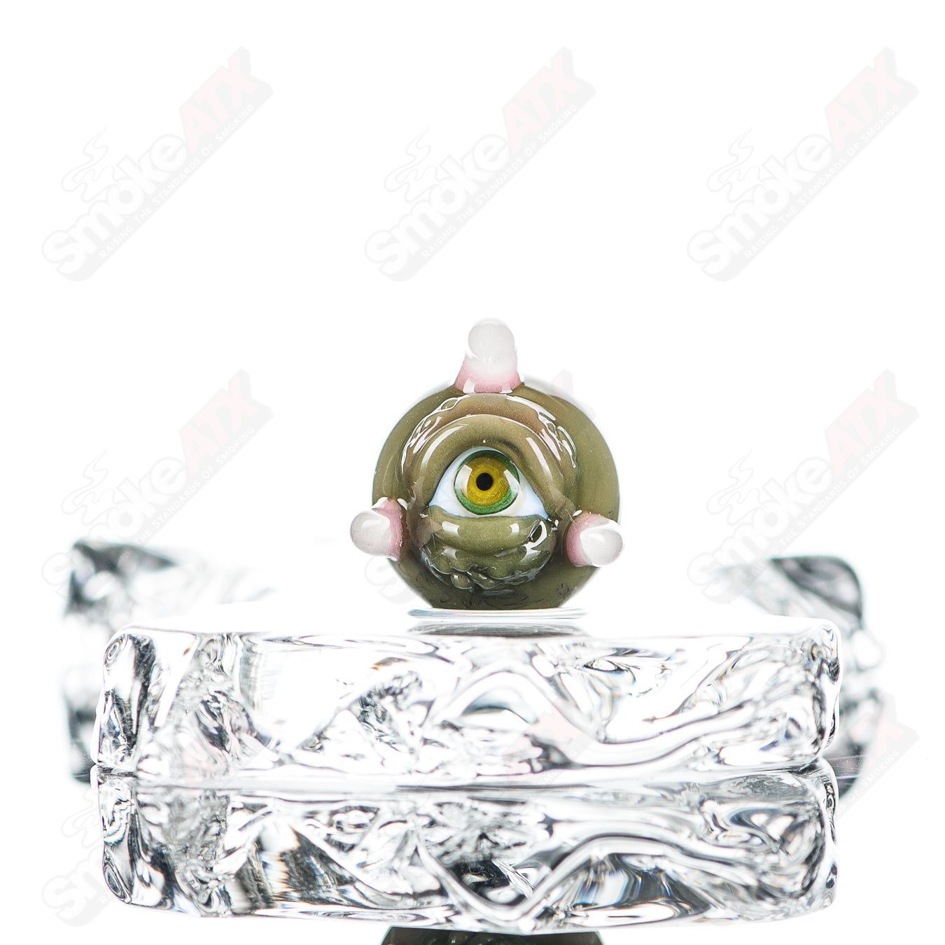 Salt Glass Heady Glass with four marble-designed Slurper Dosa pieces in clear glass, showcasing intricate marble patterns.