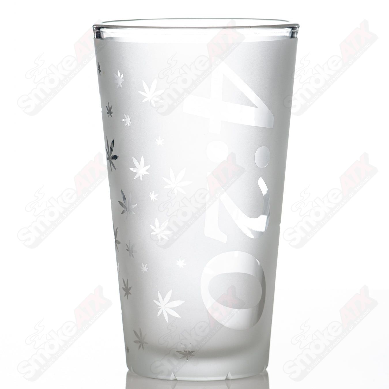420 Blasted Pint Glass by Fatal Facets, Heady Glass cup with detailed blasted design and bold style.