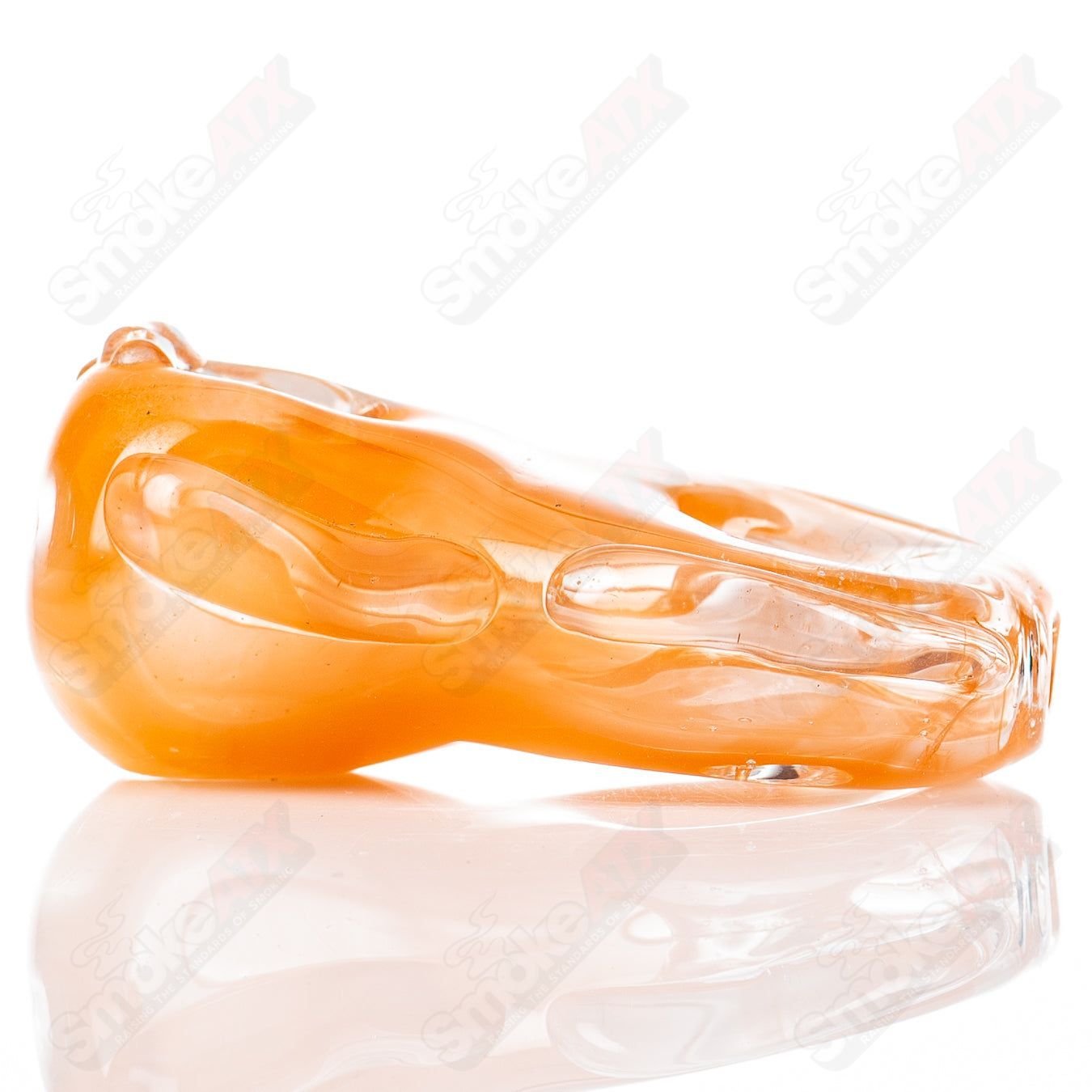 Glass Goddess Pipe by Nobody, clear glass smoking pipe with intricate goddess design and smooth finish, perfect for aromatic herbs.