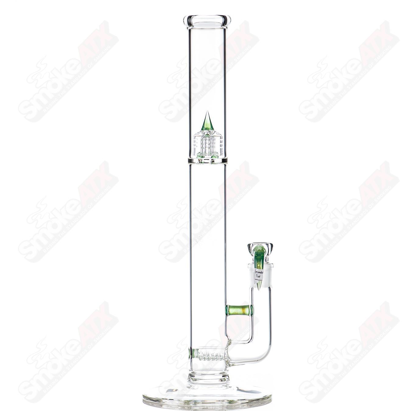 Sovereignty Glass 44x4 DG Stemline Minor Accent straight glass tube with clear and colored accents, designed for smoking pipes.