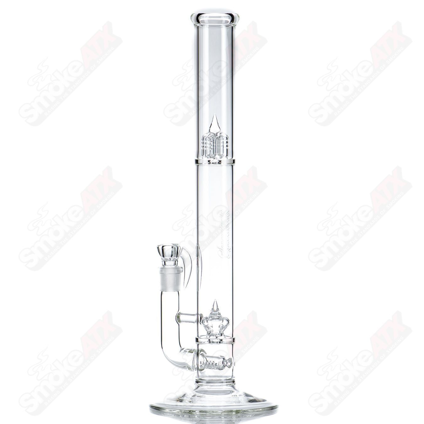 Heady Glass straight tube with 44x4 DG Stemline connecting to Imperial Sovereignty, featuring clear glass and intricate design details.