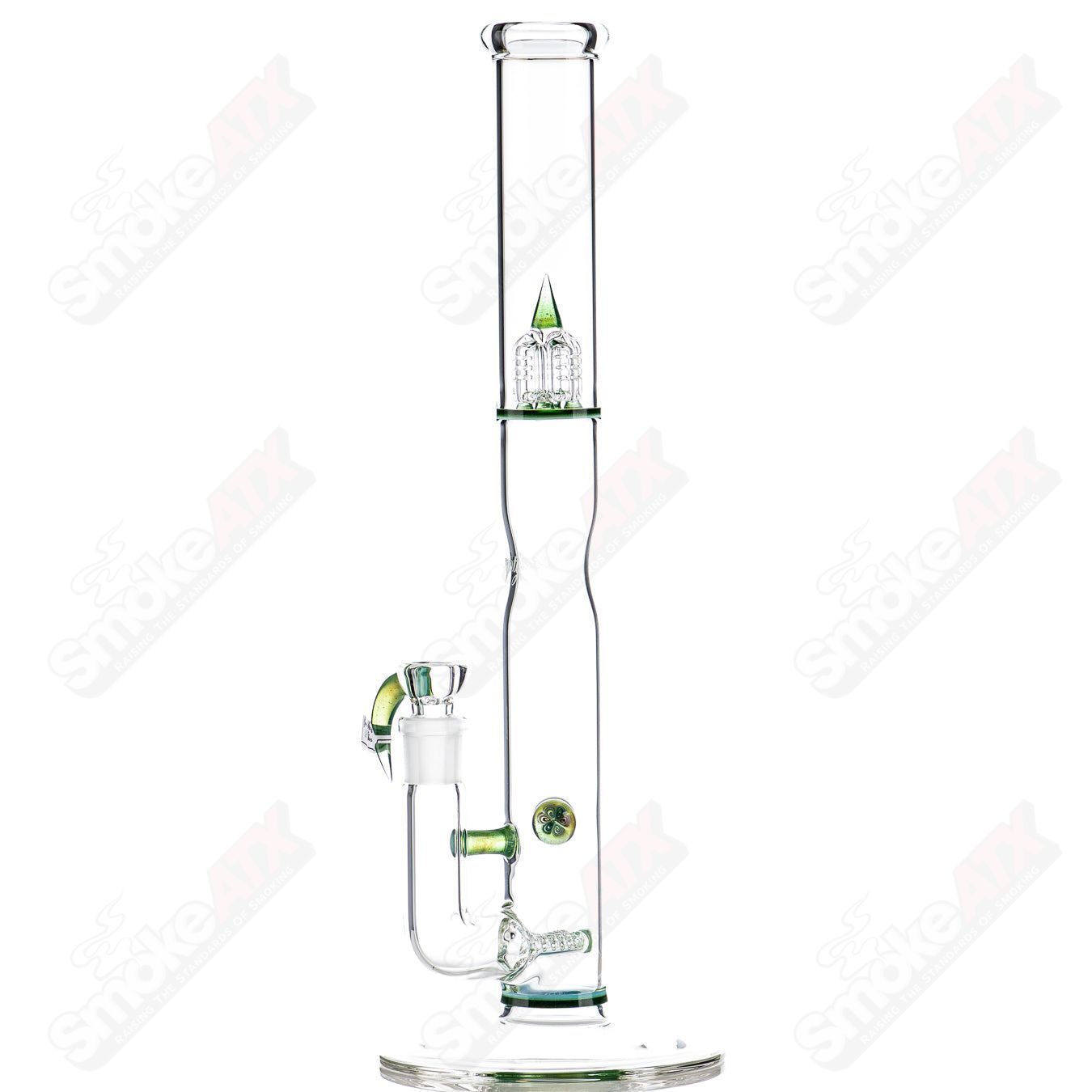 Sovereignty Glass 44x4 G-Line Partial Accent straight glass tube with body reduction, Millie and Seal accents.