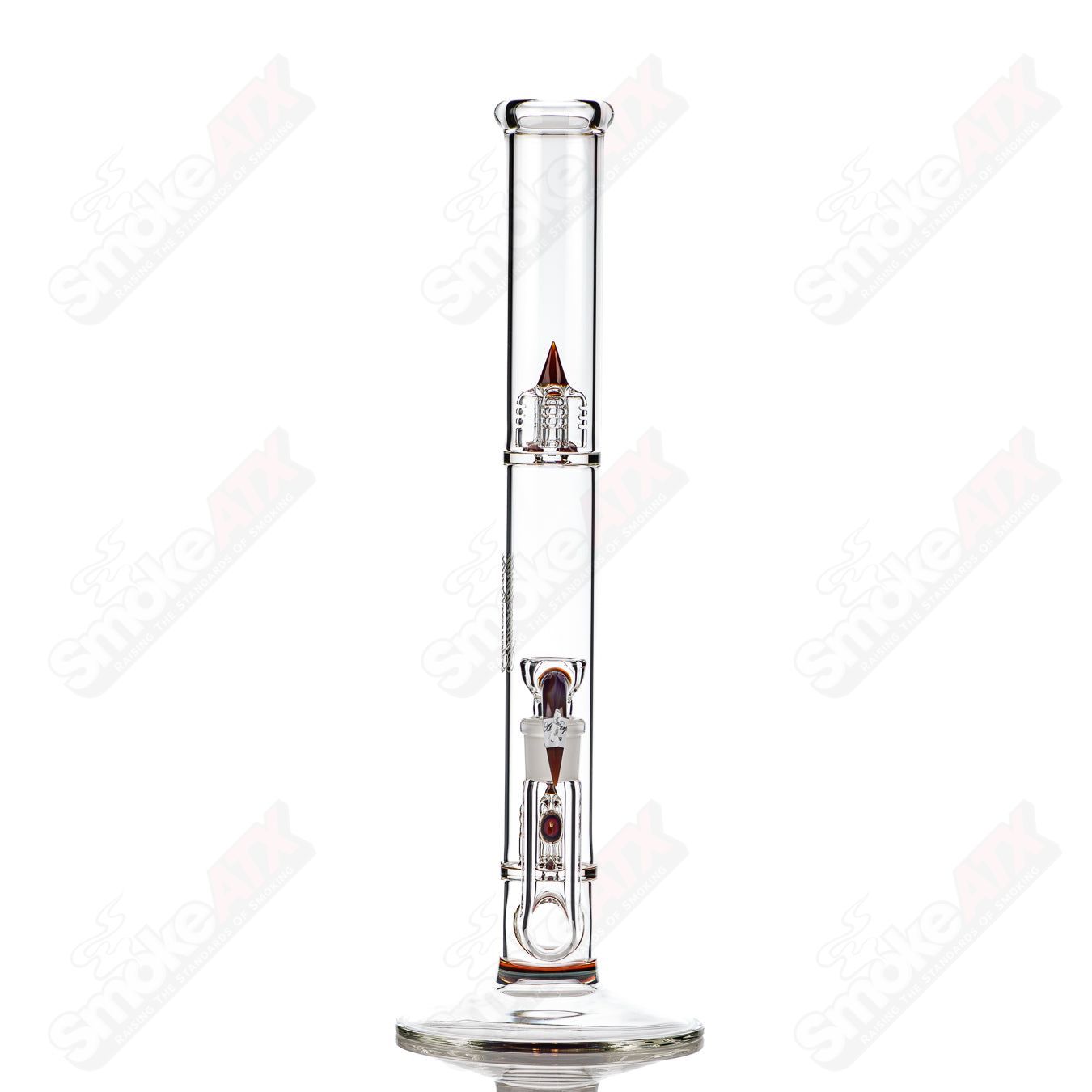 Sovereignty Glass 44x4 Inv4 Partial Accent straight tube in Amber Purple and Lava colors, with a smooth glass finish.