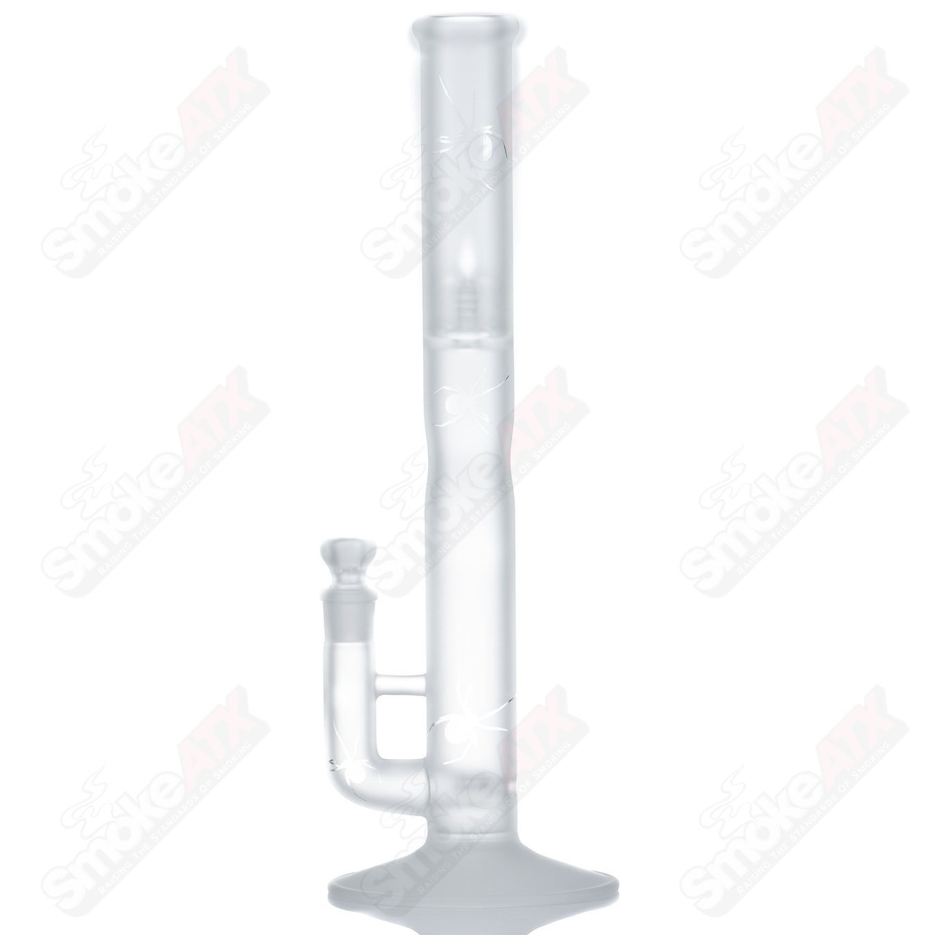 Sovereignty Glass 44x4 Threeline clear straight tube with body reduction and Halloween pattern, designed for smoking enjoyment.