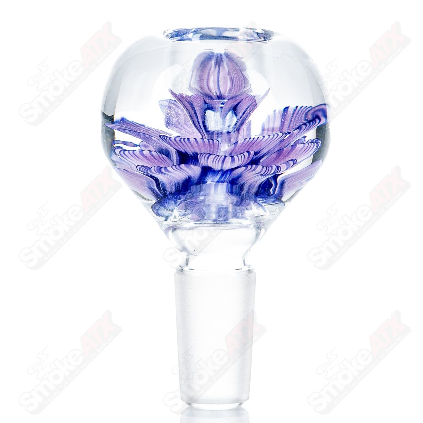 14mm Flower Marble Bowl by Swan Glass, heady glass bowl with colorful flower and marble design for smoking accessories.
