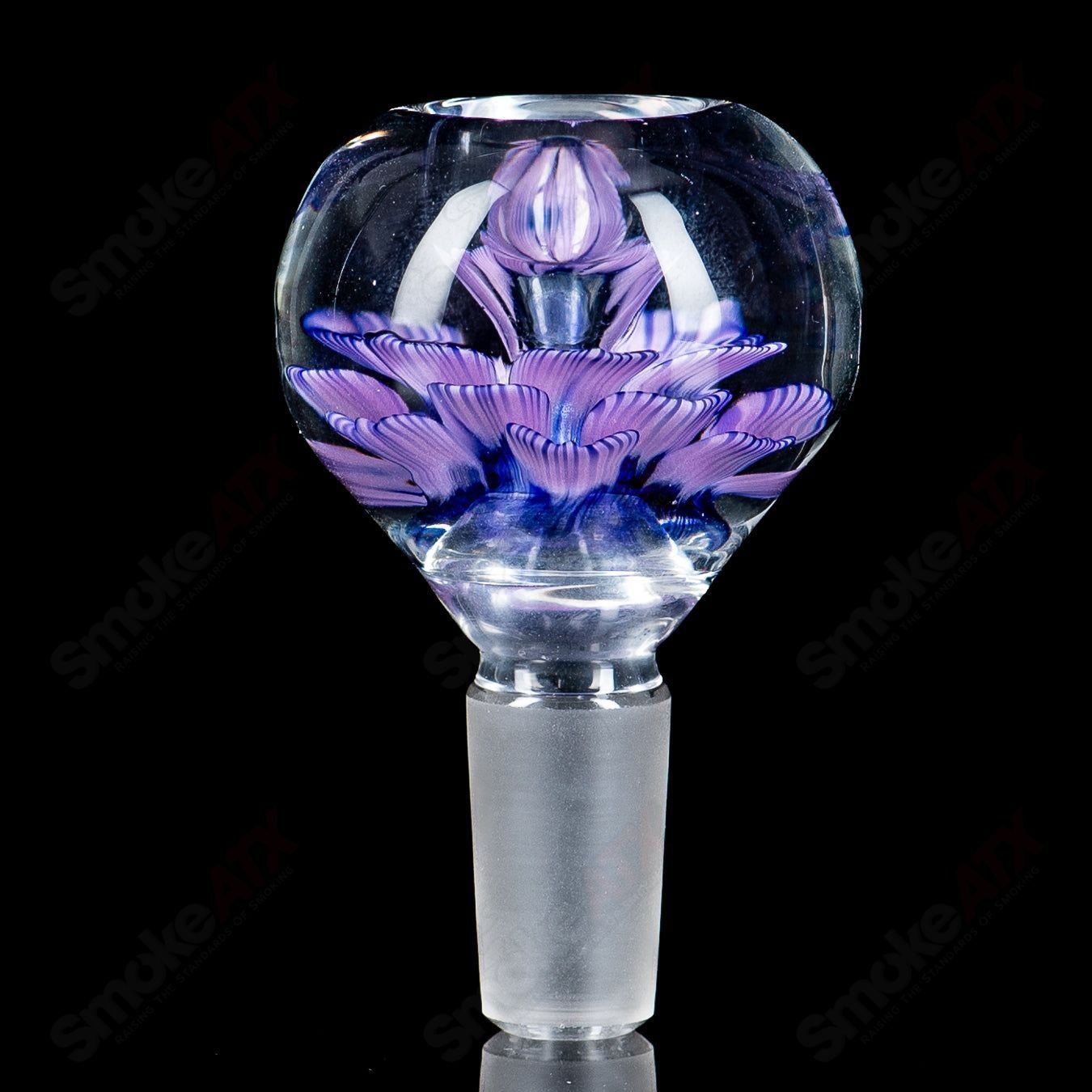 Swan Glass Flower Marble Bowl, 14mm heady glass bowl with colorful flower design and marble accents, for smoking accessories.