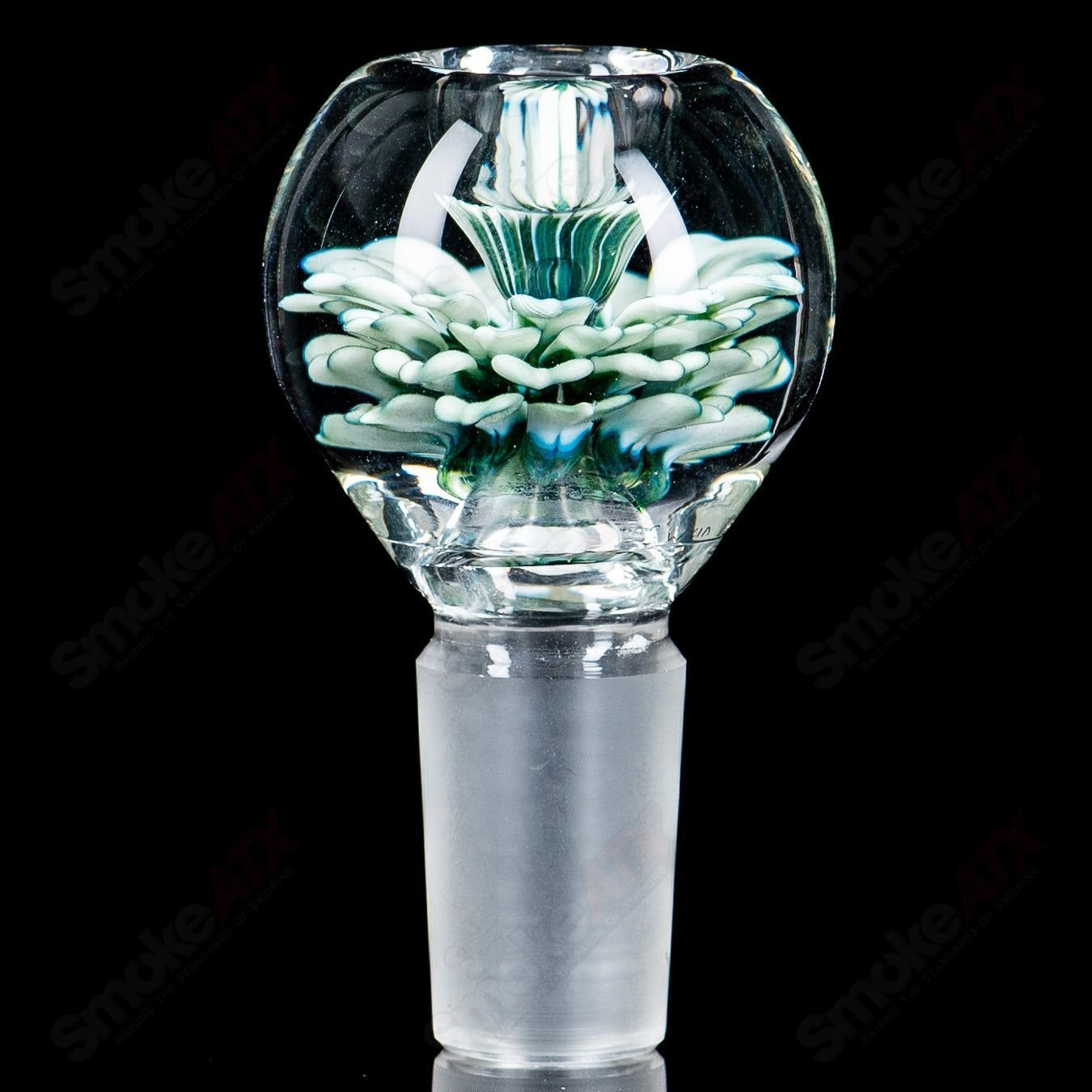 Swan Glass #5 18mm Flower Marble Bowl for Heady Glass, featuring a colorful floral marble design on a clear glass bowl.