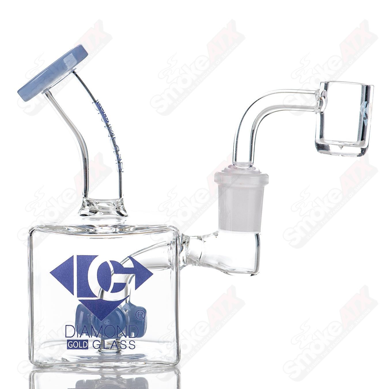 5" Cross Perc Mini Box - Rig Diamond Glass - Smoke ATX