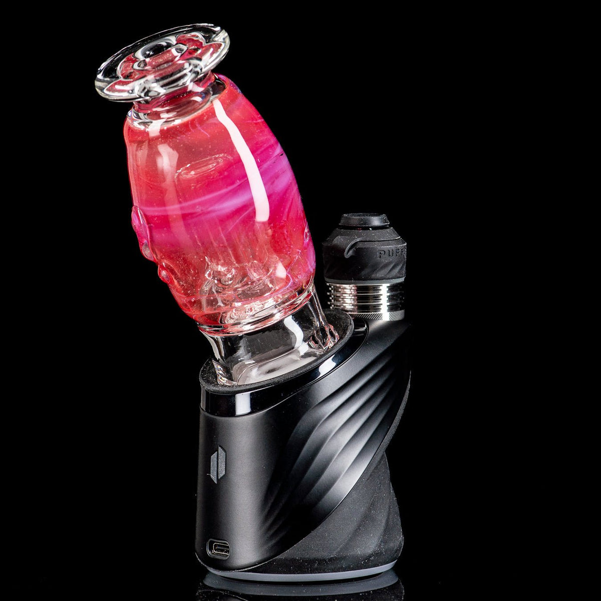 Puffco Wet Top by Nobody Glass, a clear glass Puffco top with colorful swirl design for vaporizer compatibility.