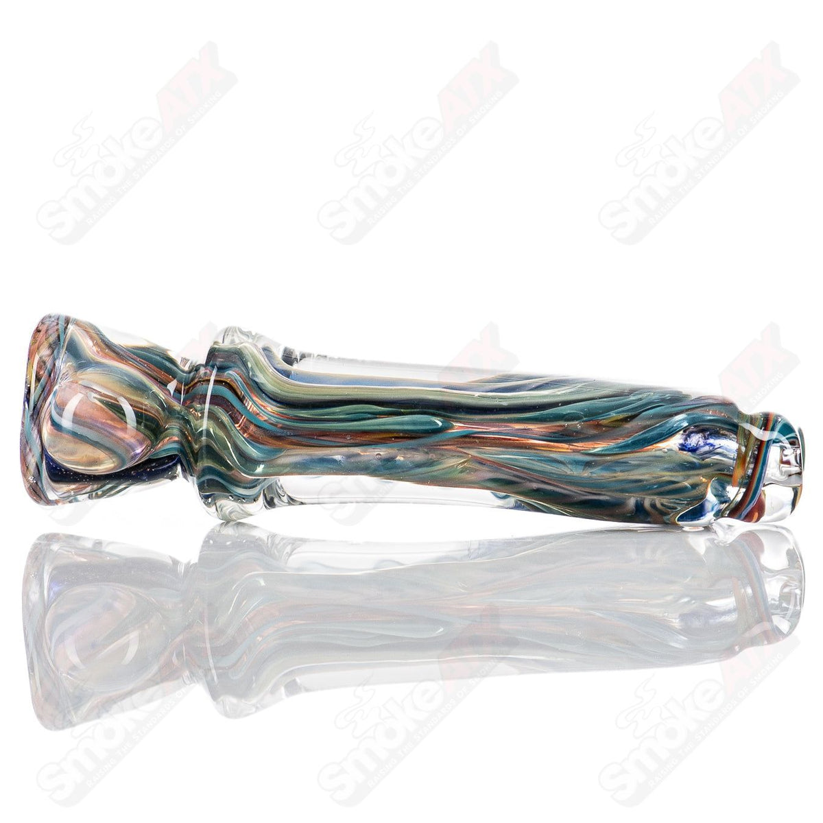 Molten Imagination #5 sm ISO Bat Chillum made of glass, hand pipe with a sleek design for smoking accessories.