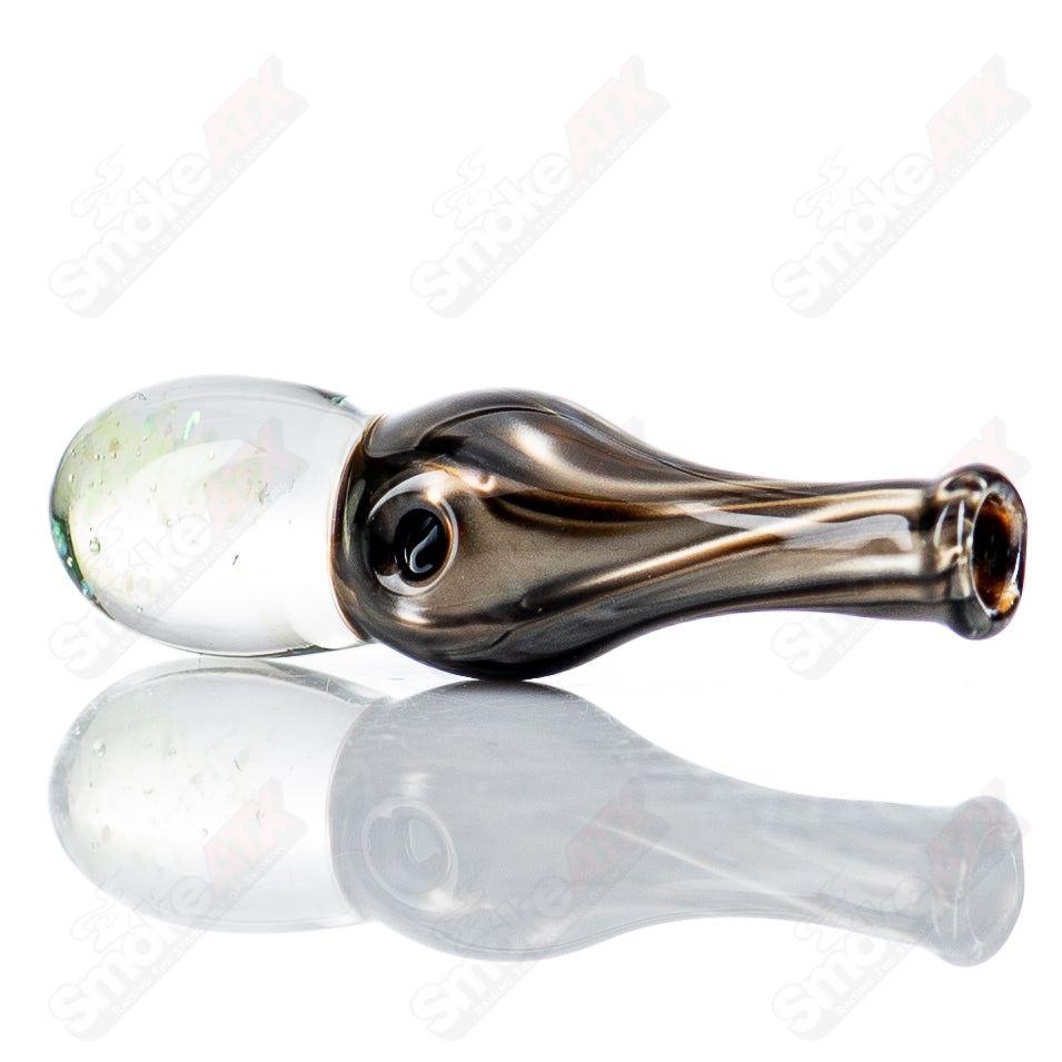 Colorful UV Puffco Joystick heady glass piece by Geoff Made Glass, featuring intricate Indo design and vibrant glasswork.